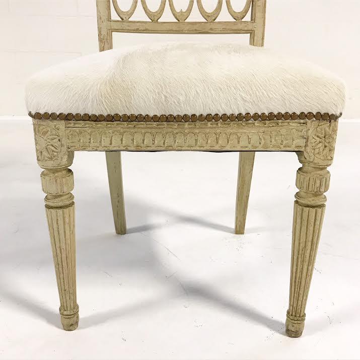 Antique Swedish Chairs in Brazilian Cowhide, Pair - Image 9
