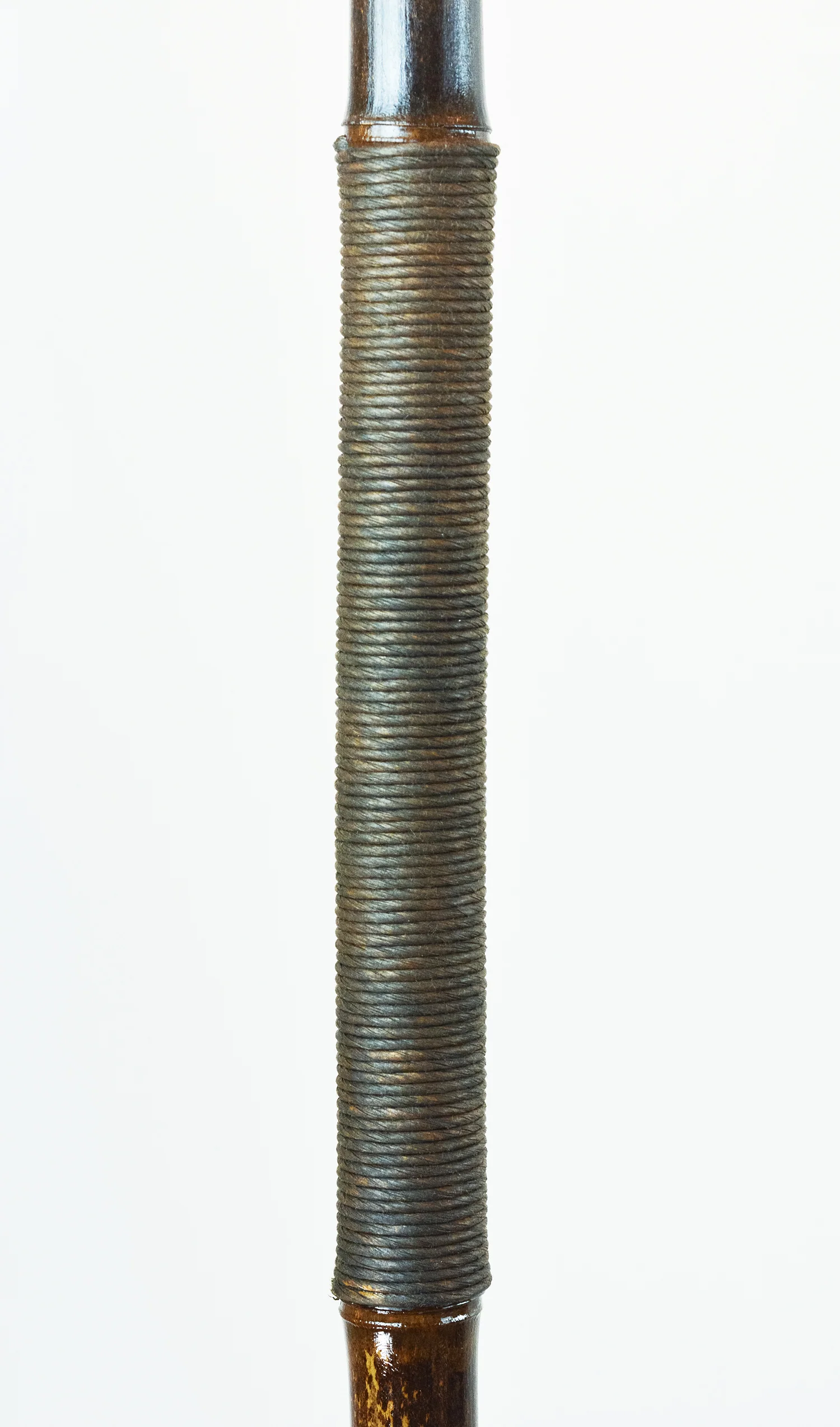 1933 Chicago 'World’s Fair' Black Bamboo Floor Lamp with Parasol Shade and Coiled Seagrass Base - Image 5