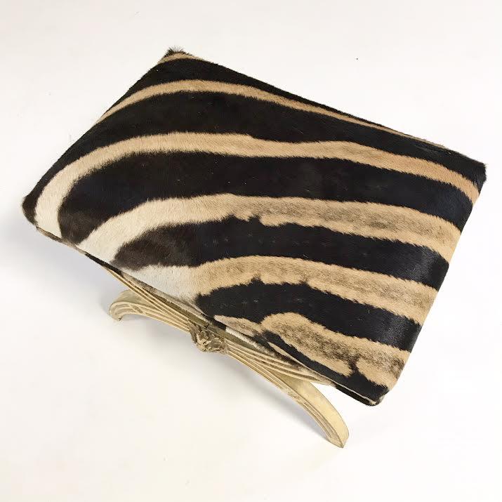 Antique Italian Regency Bench in Zebra Hide - Image 4