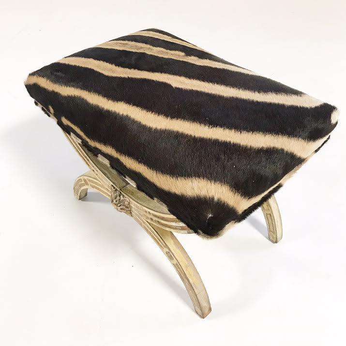 Antique Italian Regency Bench in Zebra Hide - Image 5