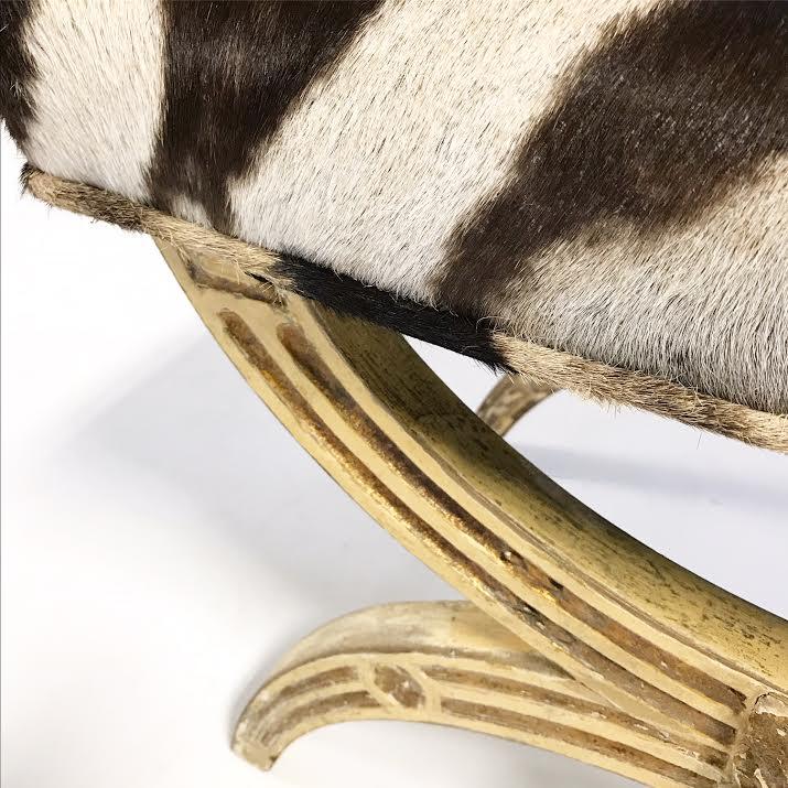 Antique Italian Regency Bench in Zebra Hide - Image 6