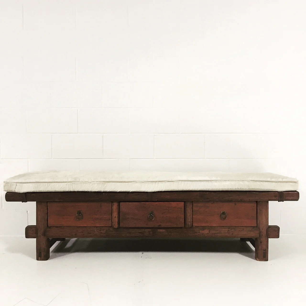 Bench with Brazilian Cowhide Cushion