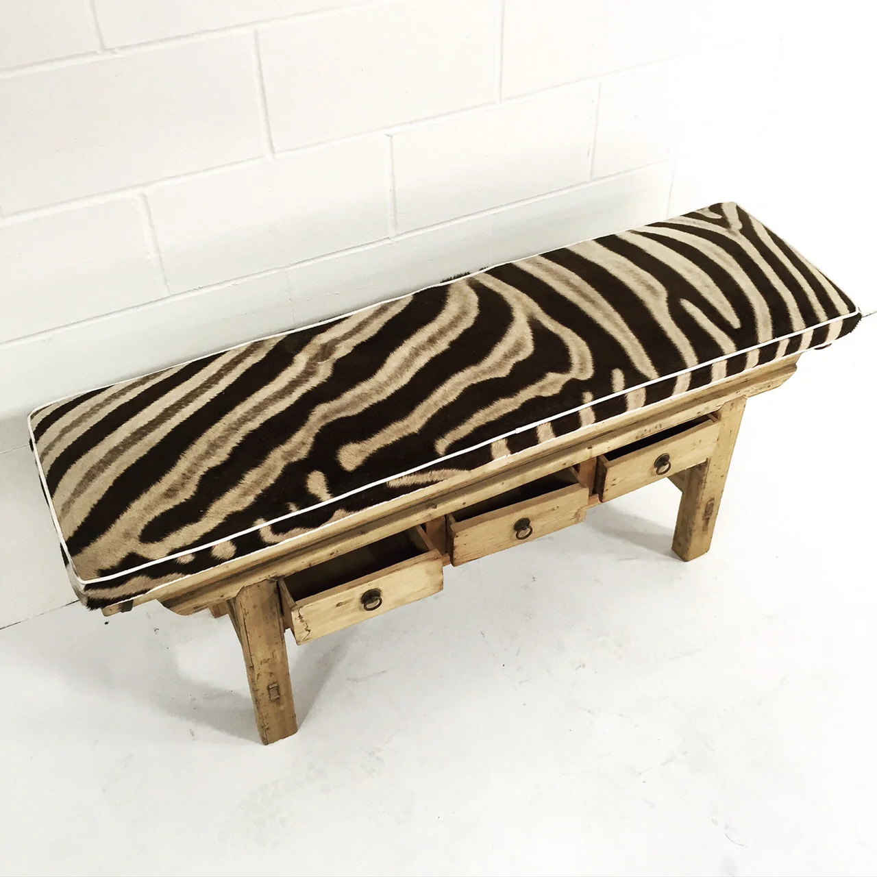 Chinese Bench with Zebra Cushion