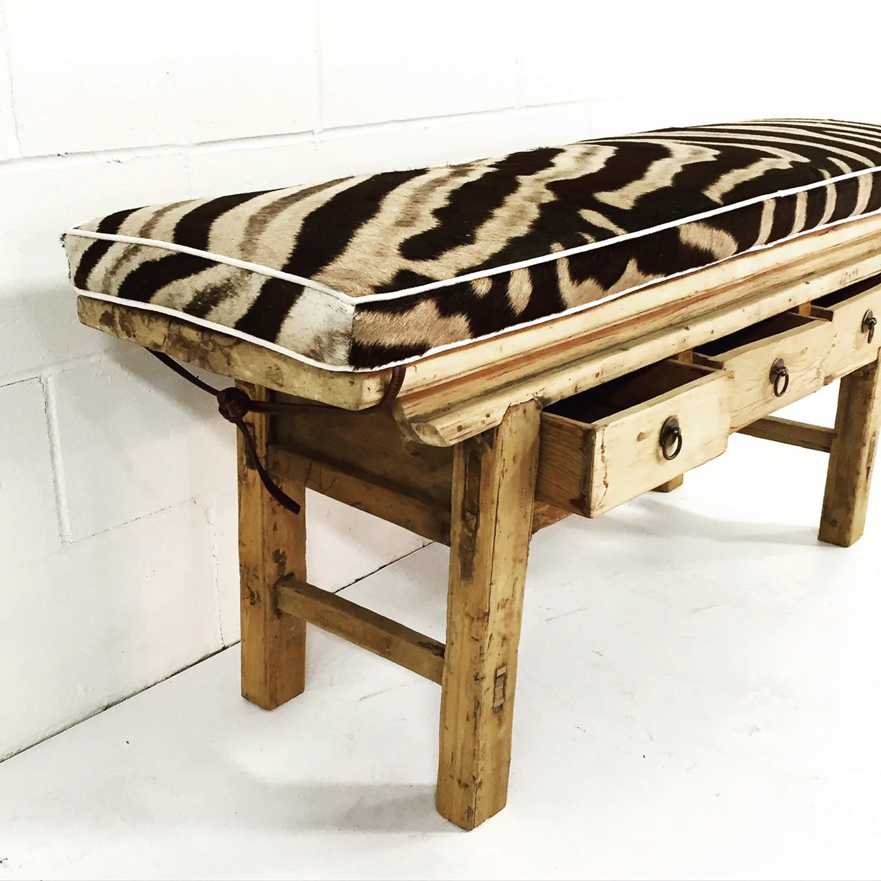 Chinese Bench with Zebra Cushion - Image 3