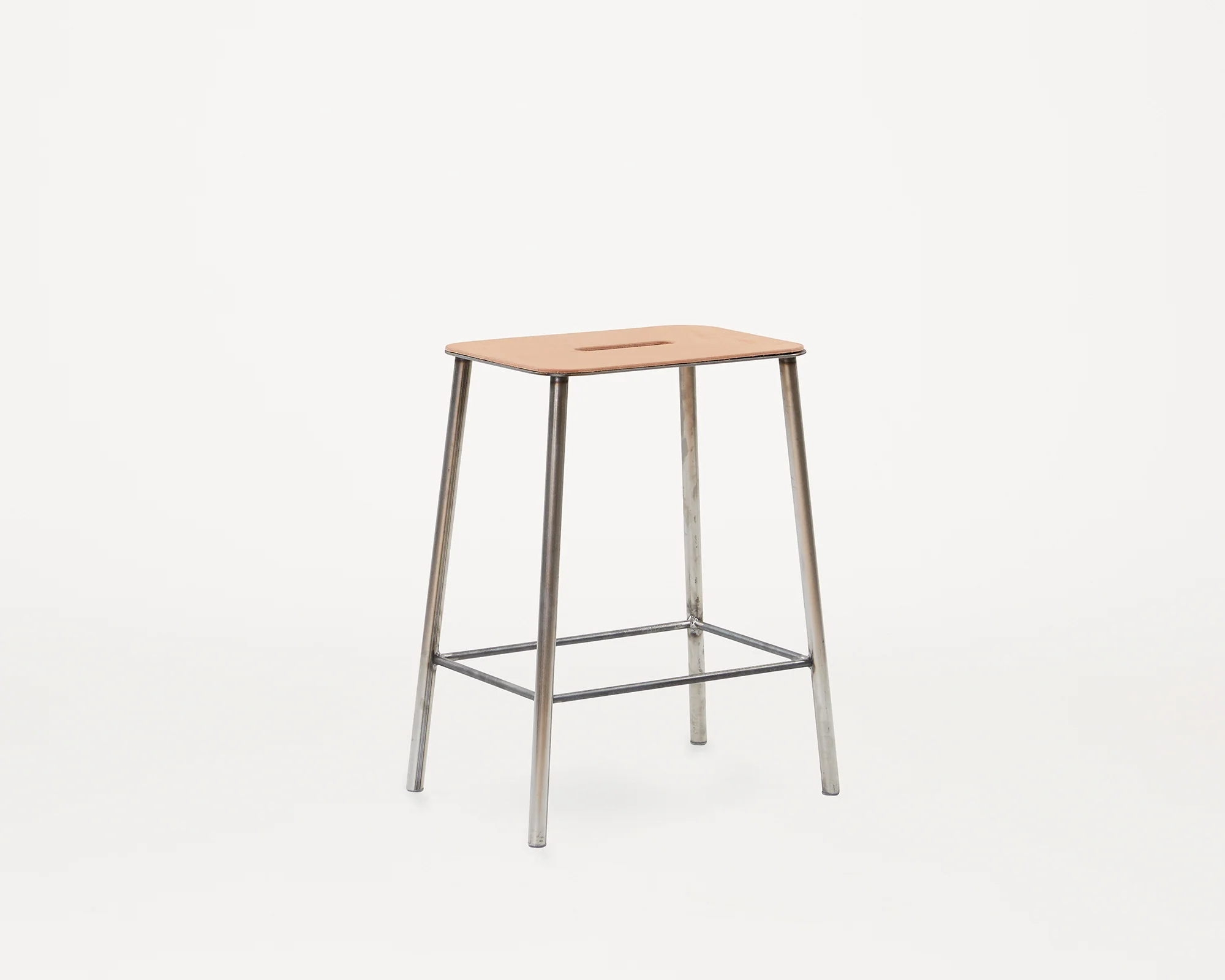Adam Stool | Raw Steel and Natural Leather - Image 3