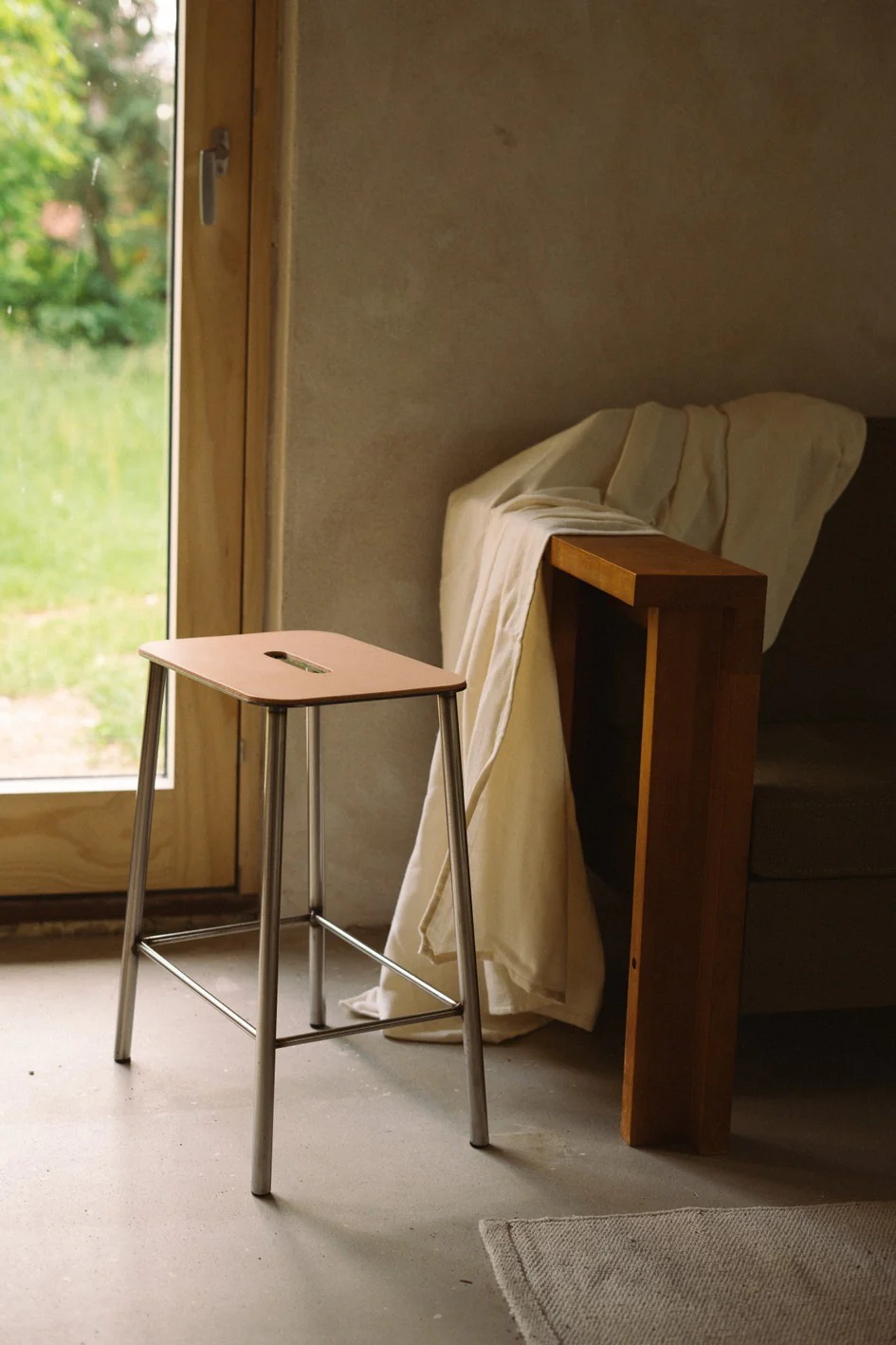 Adam Stool | Raw Steel and Natural Leather - Image 4