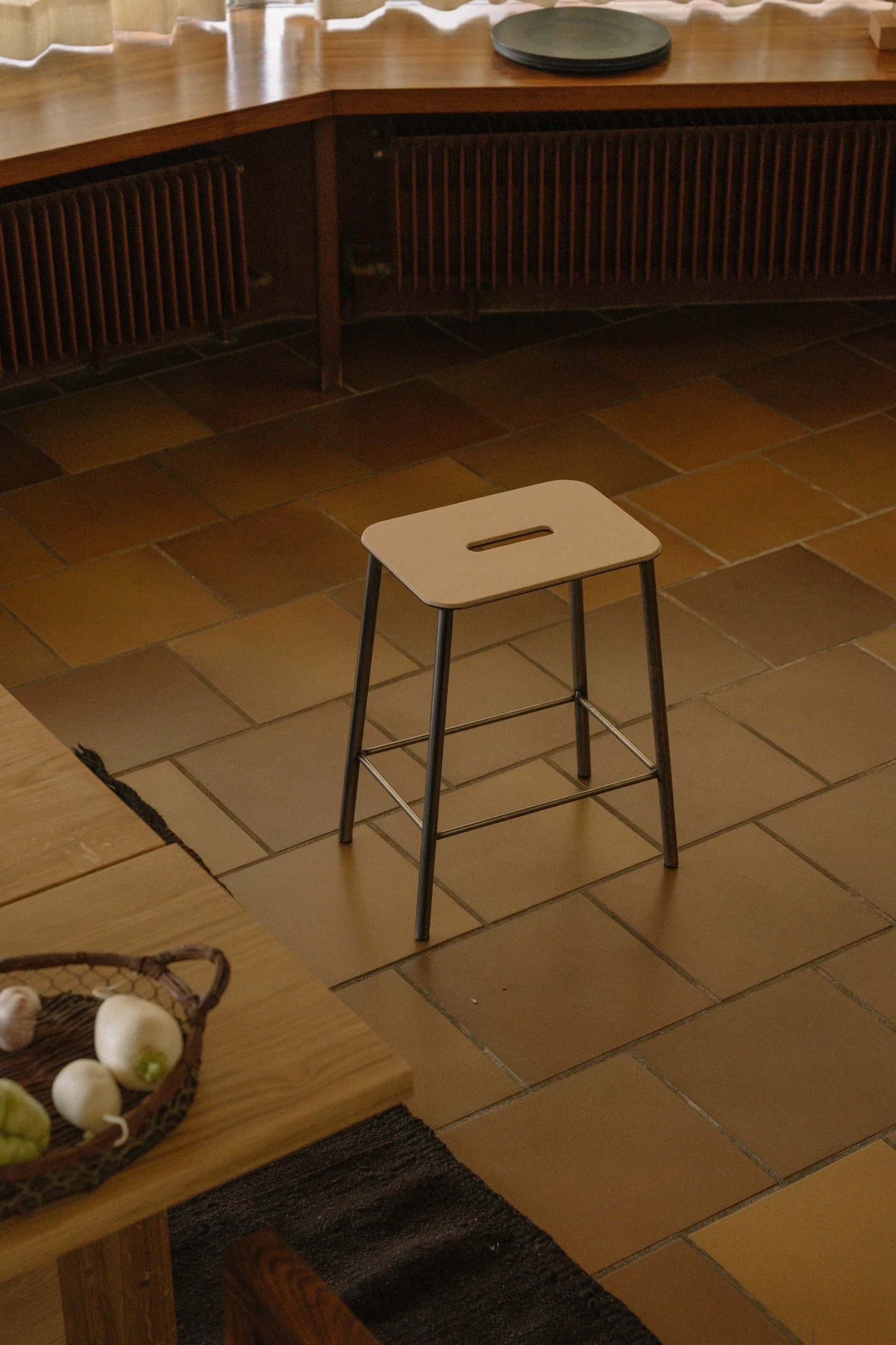 Adam Stool | Raw Steel and Natural Leather - Image 8