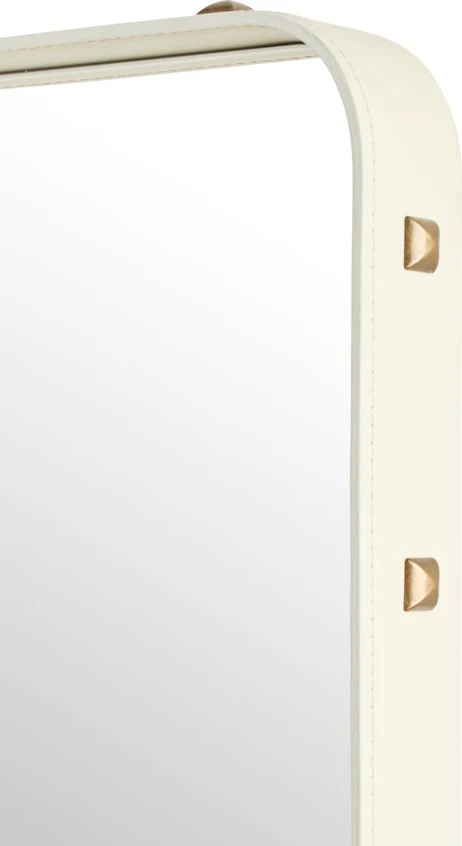 Adnet Wall Mirror, Rectangle | Cream Leather - Image 3