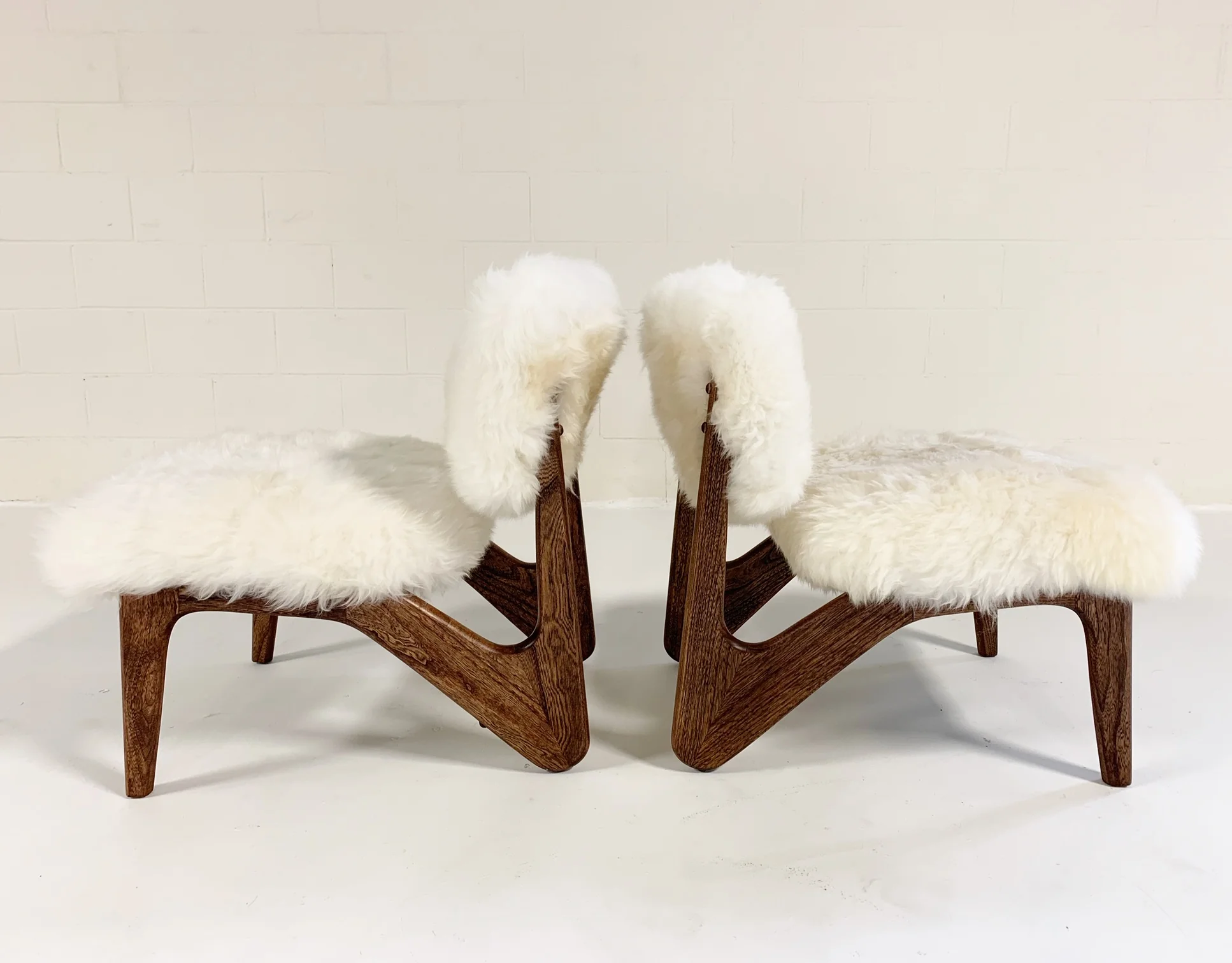 Sculptural Chairs in Brazilian Sheepskin, pair - Image 3