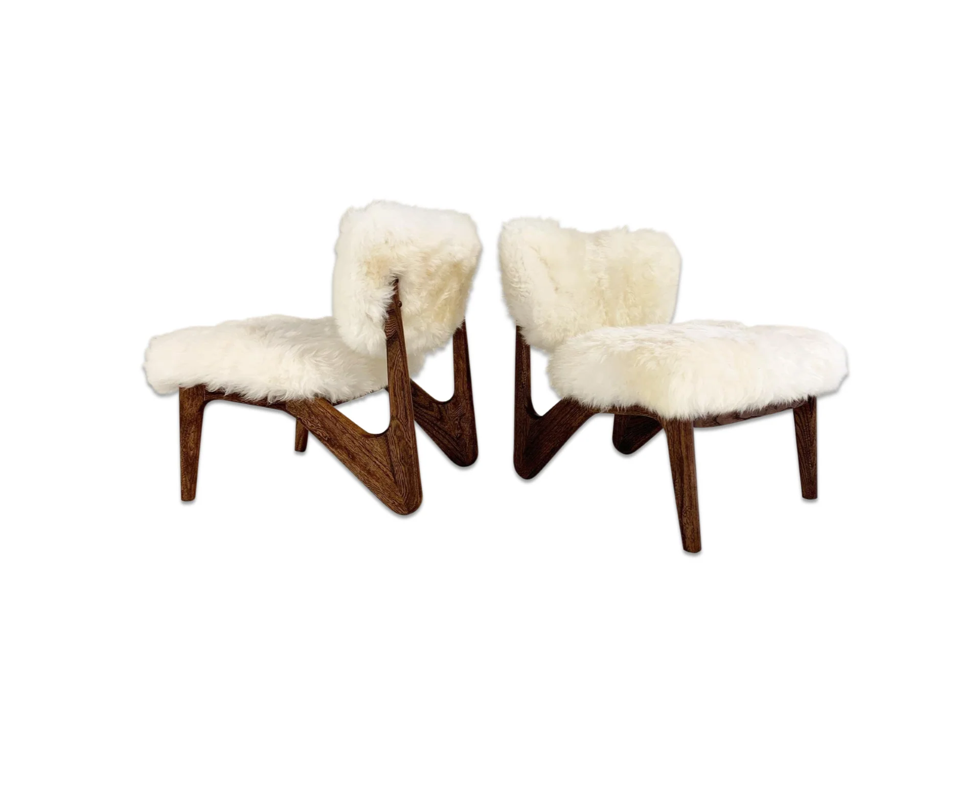 Sculptural Chairs in Brazilian Sheepskin, pair - Image 7