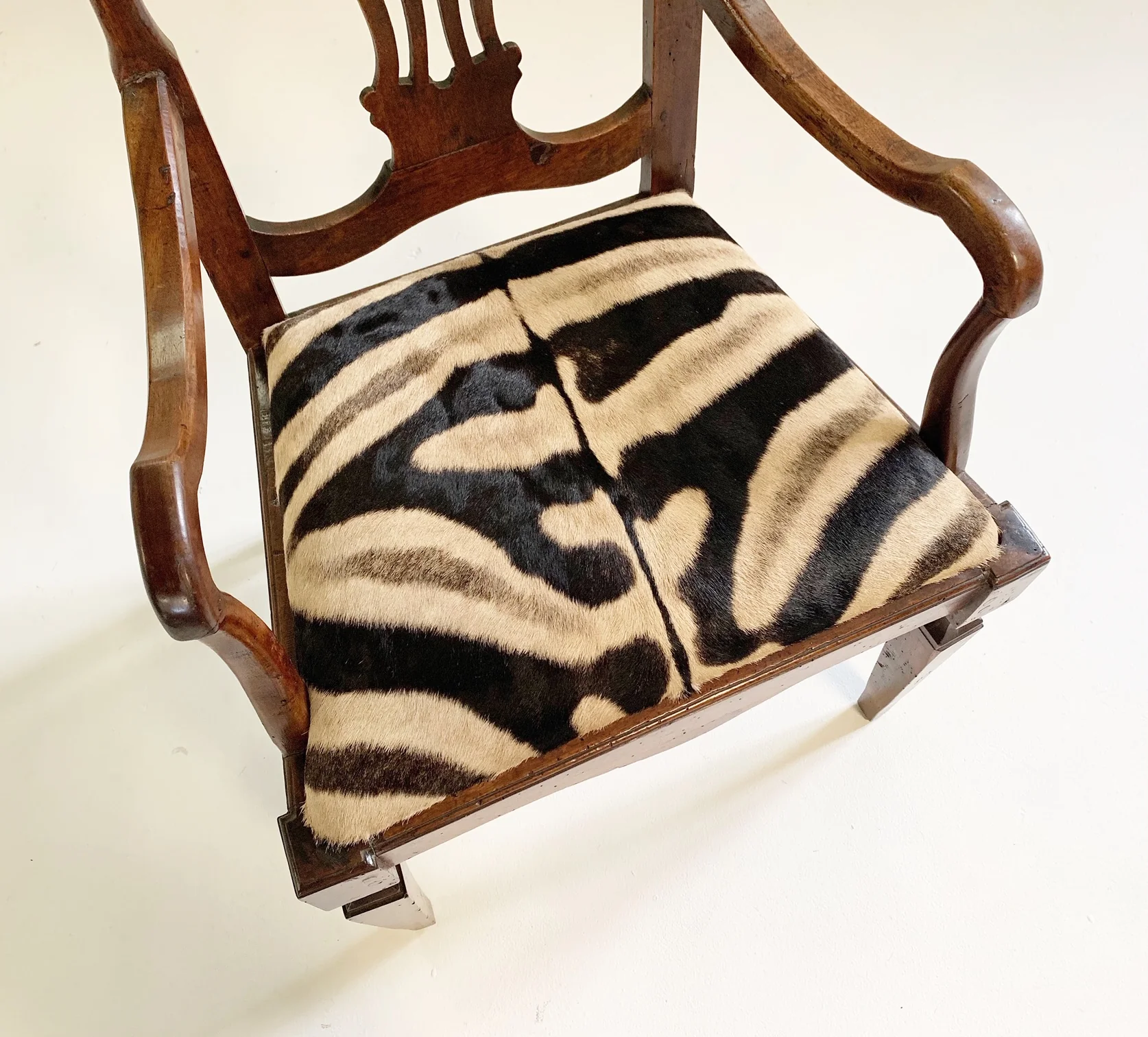 Antique Dutch Armchair in Zebra Hide - Image 6