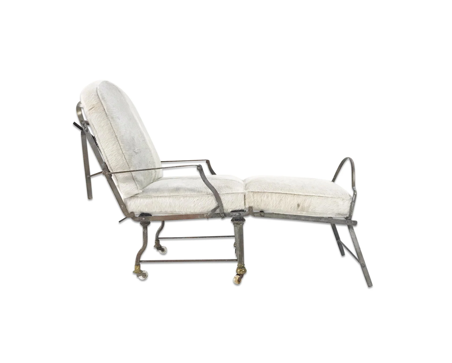 French Campaign Chaise with Brazilian Cowhide Cushions - Image 3