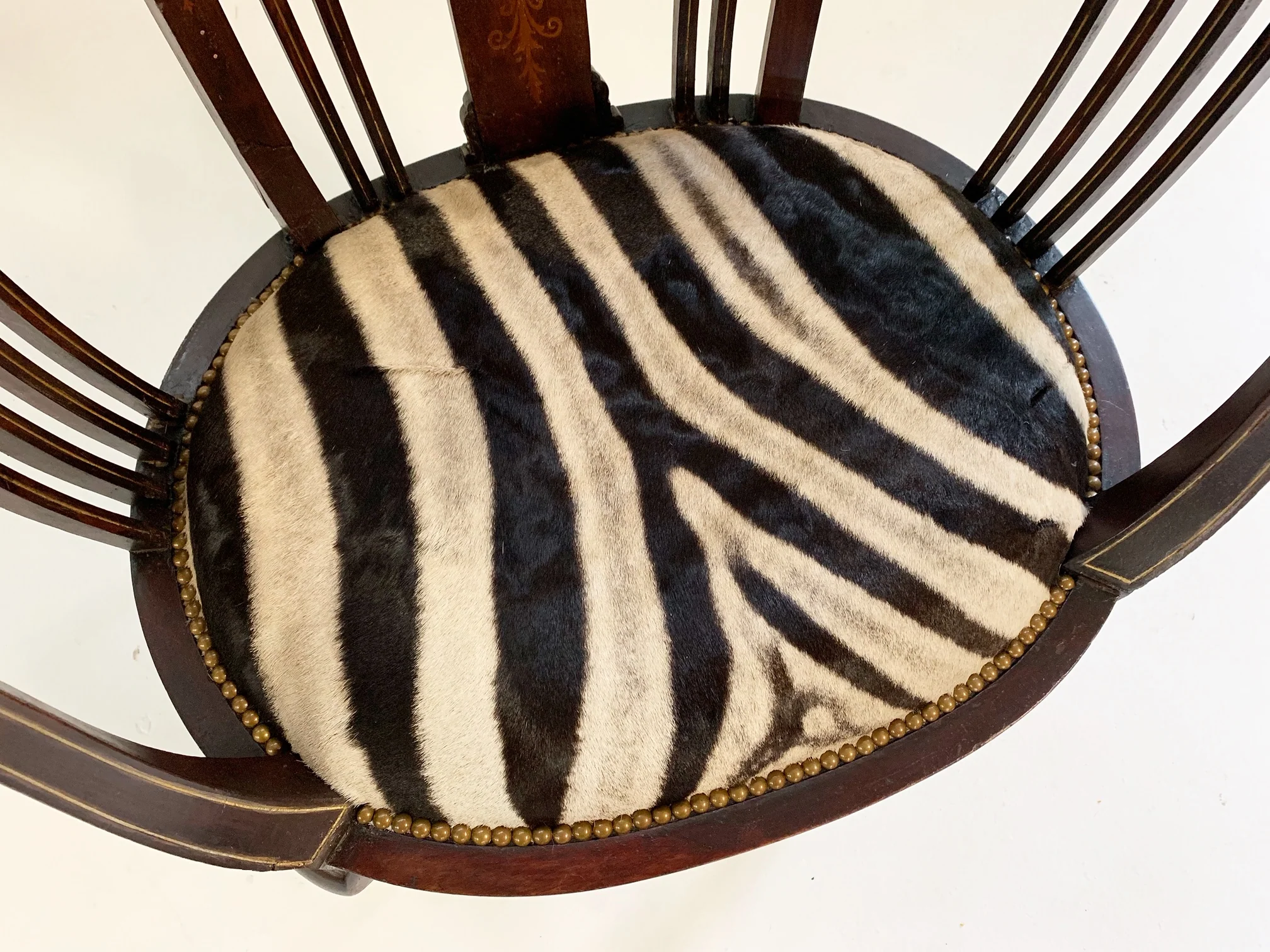 Antique Inlay Armchair in Zebra Hide - Image 2