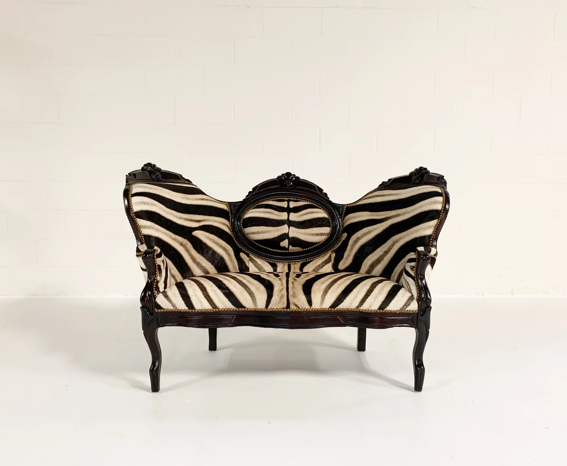 Antique Settee in Zebra Hide