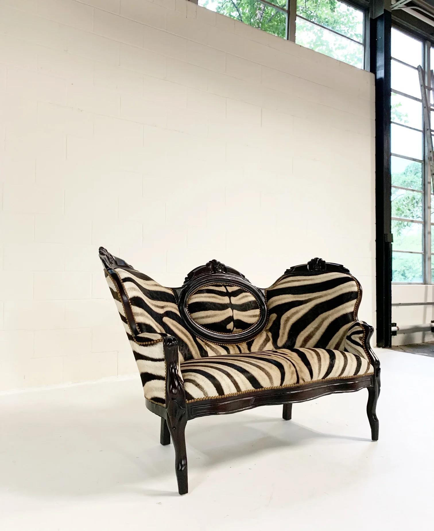 Antique Settee in Zebra Hide - Image 3