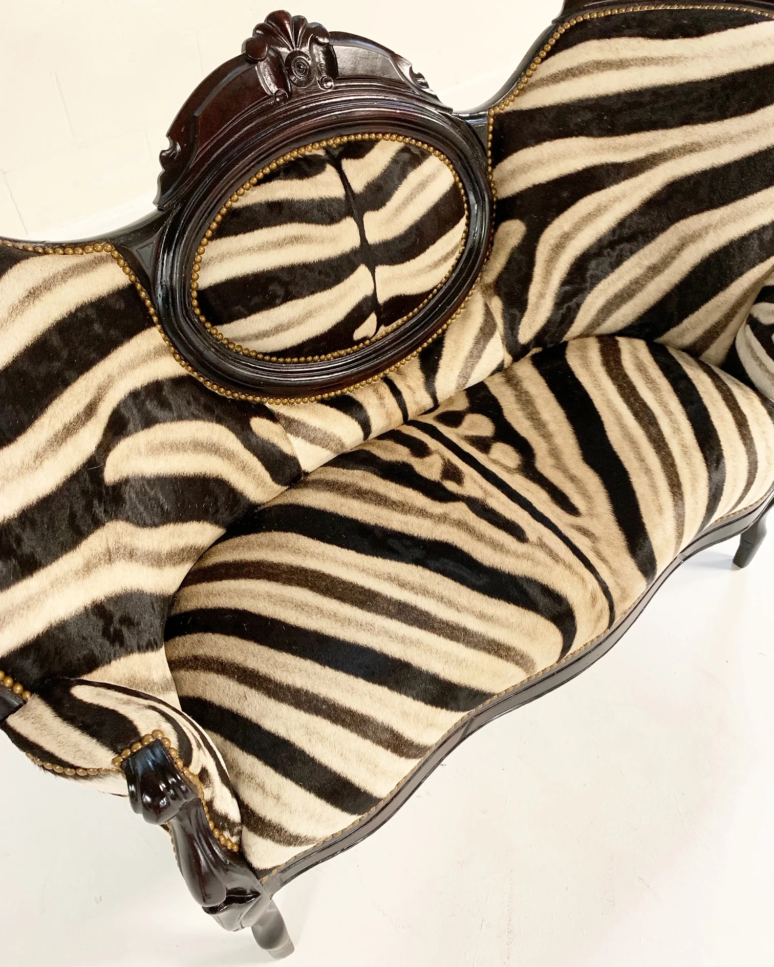 Antique Settee in Zebra Hide - Image 4