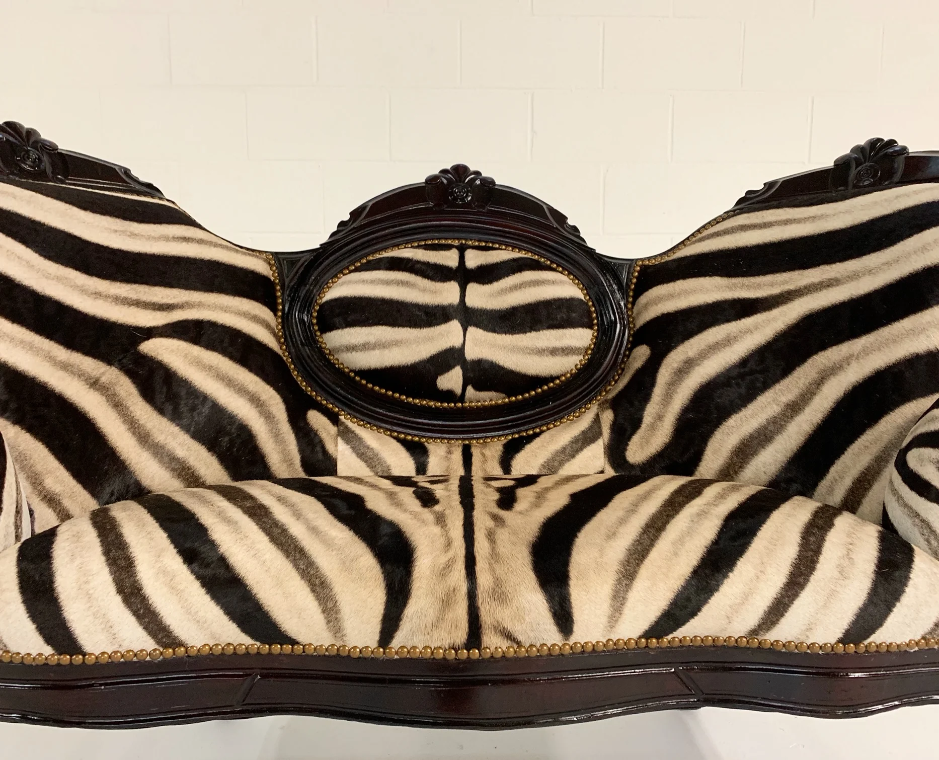 Antique Settee in Zebra Hide - Image 6