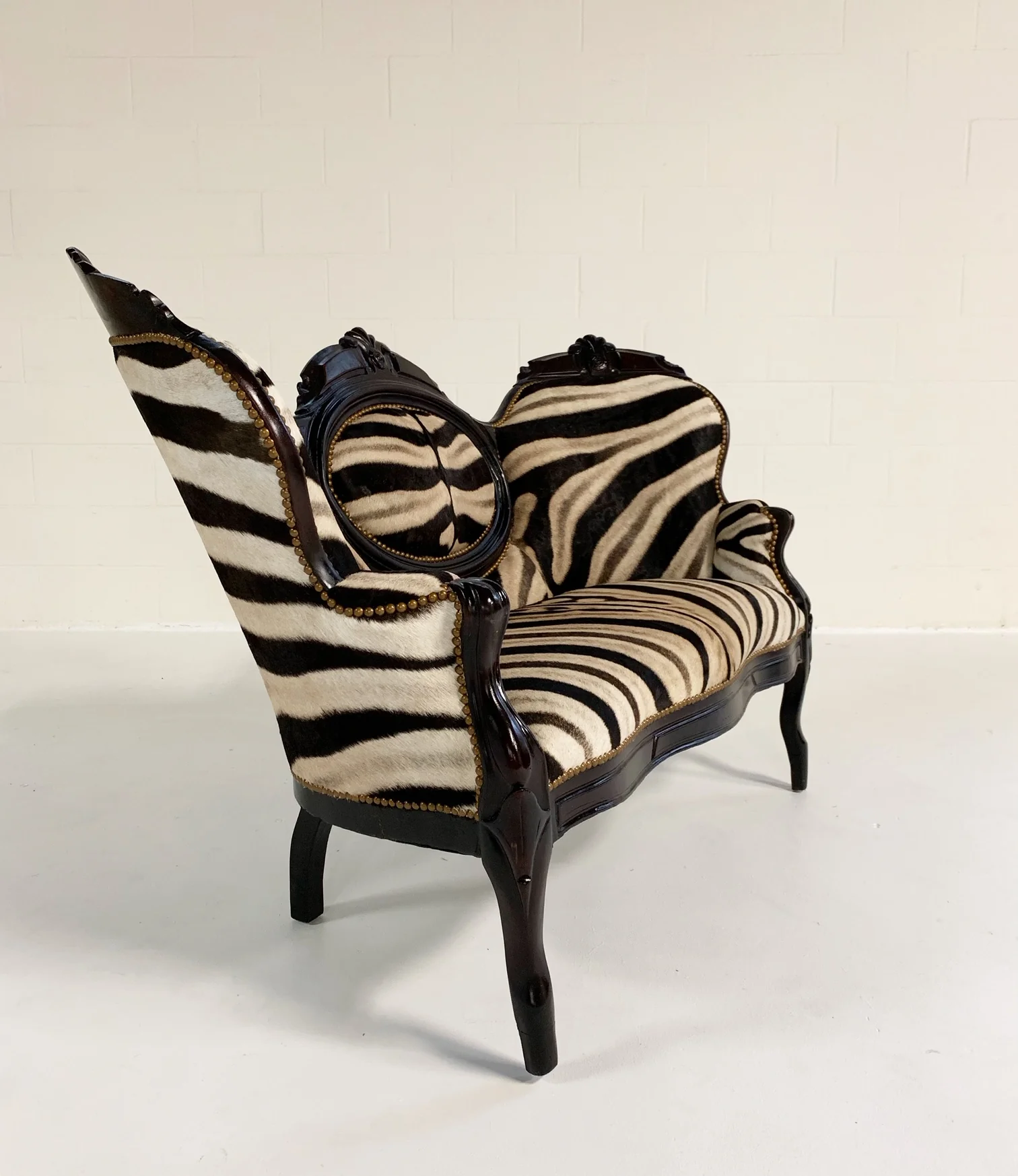 Antique Settee in Zebra Hide - Image 7