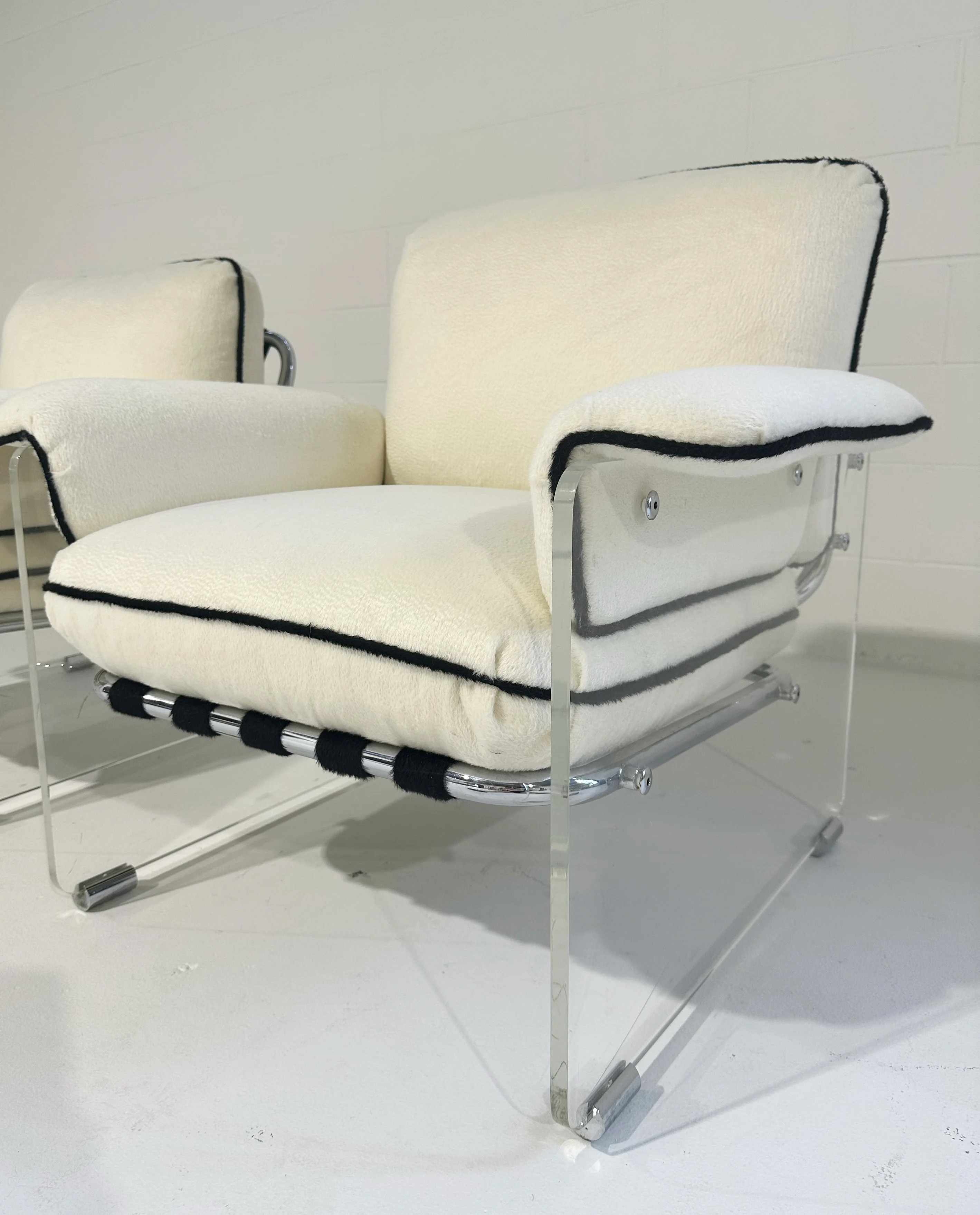 Argenta Lucite Chairs in Inata Alpaca Fabric, pair - Image 12