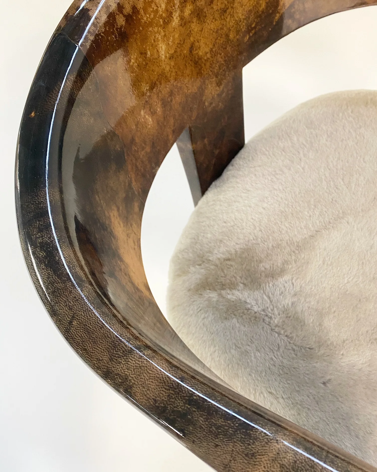Lacquered Goatskin Armchair in Shearling - Image 10