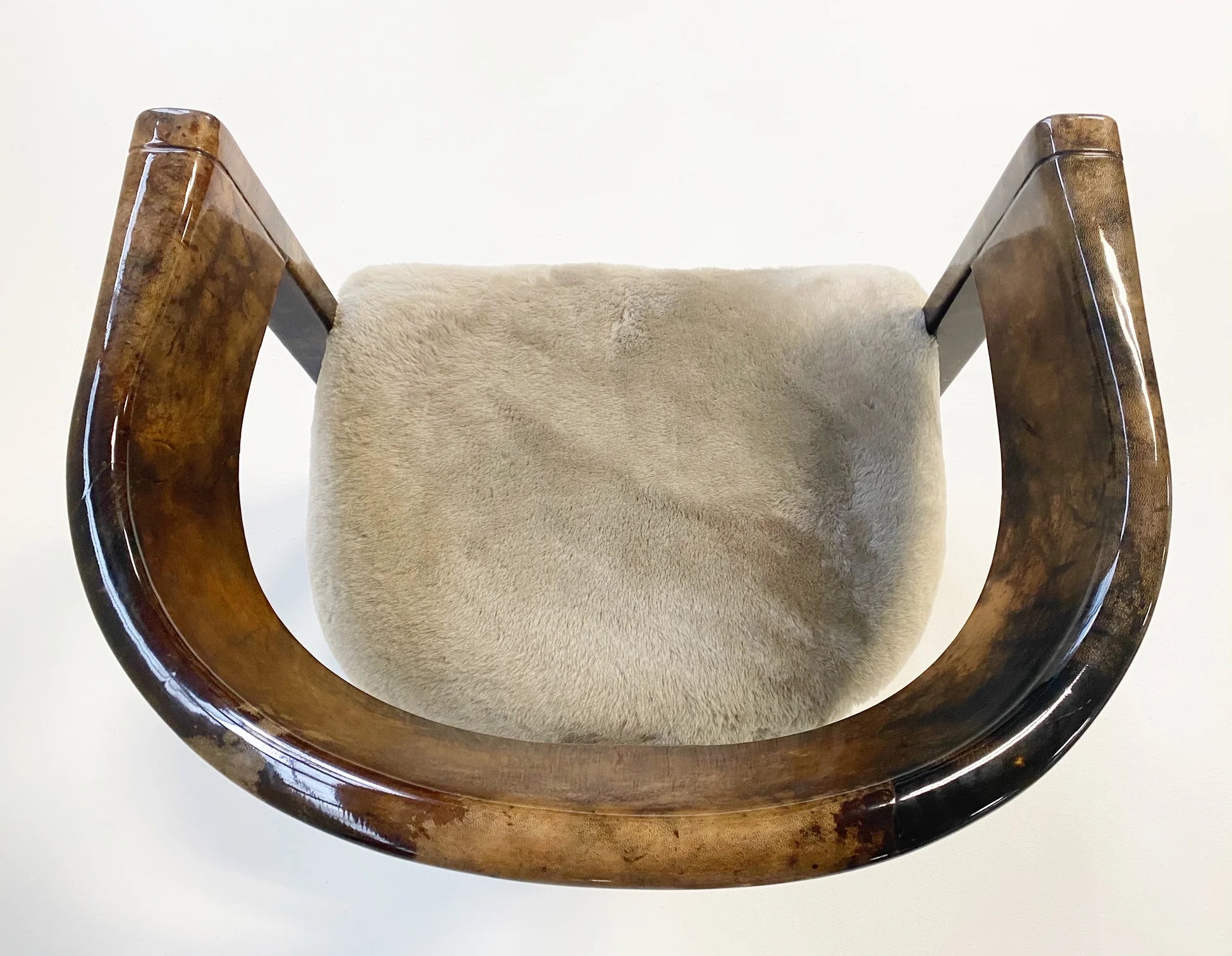 Lacquered Goatskin Armchair in Shearling - Image 8