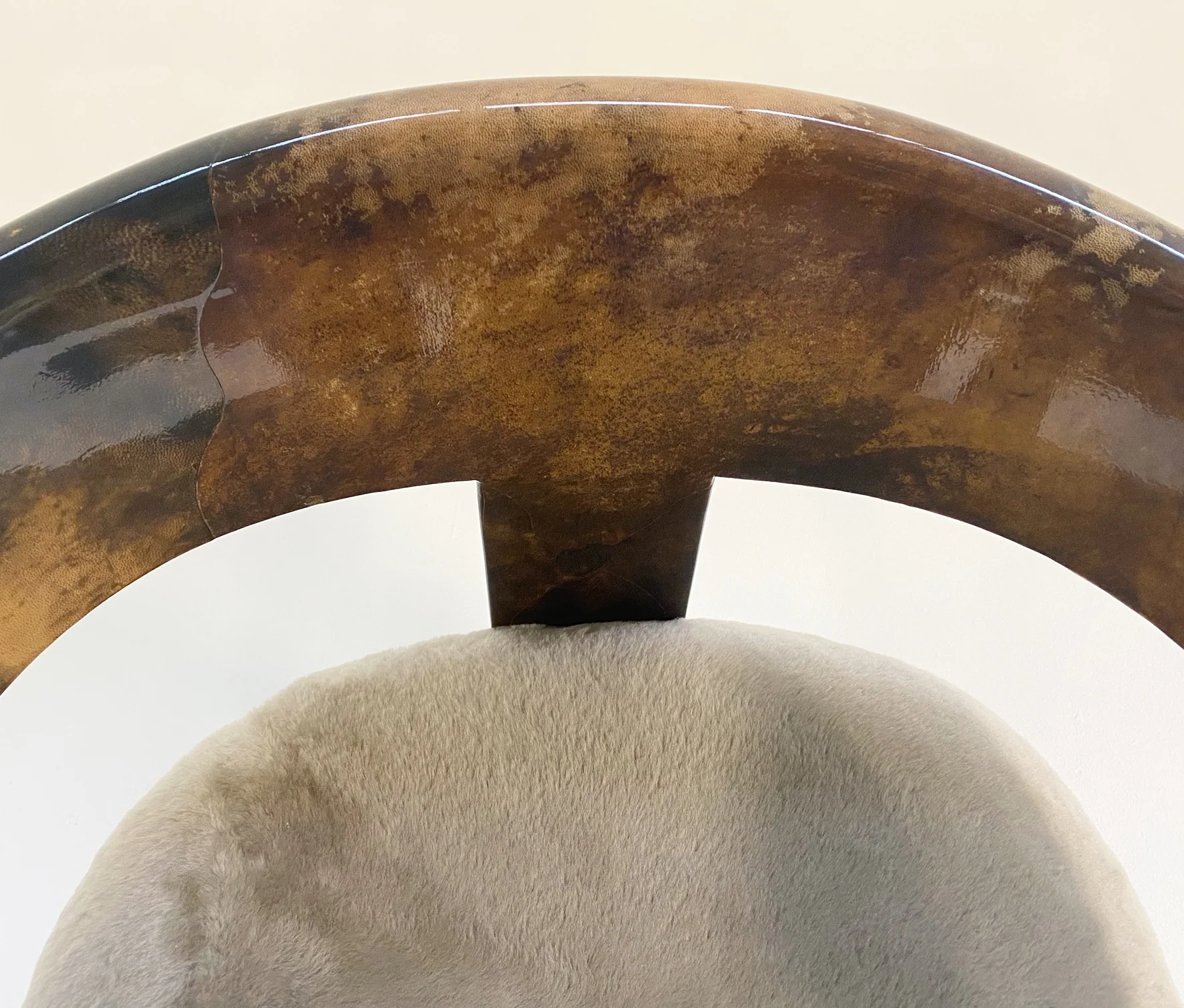 Lacquered Goatskin Armchair in Shearling - Image 9