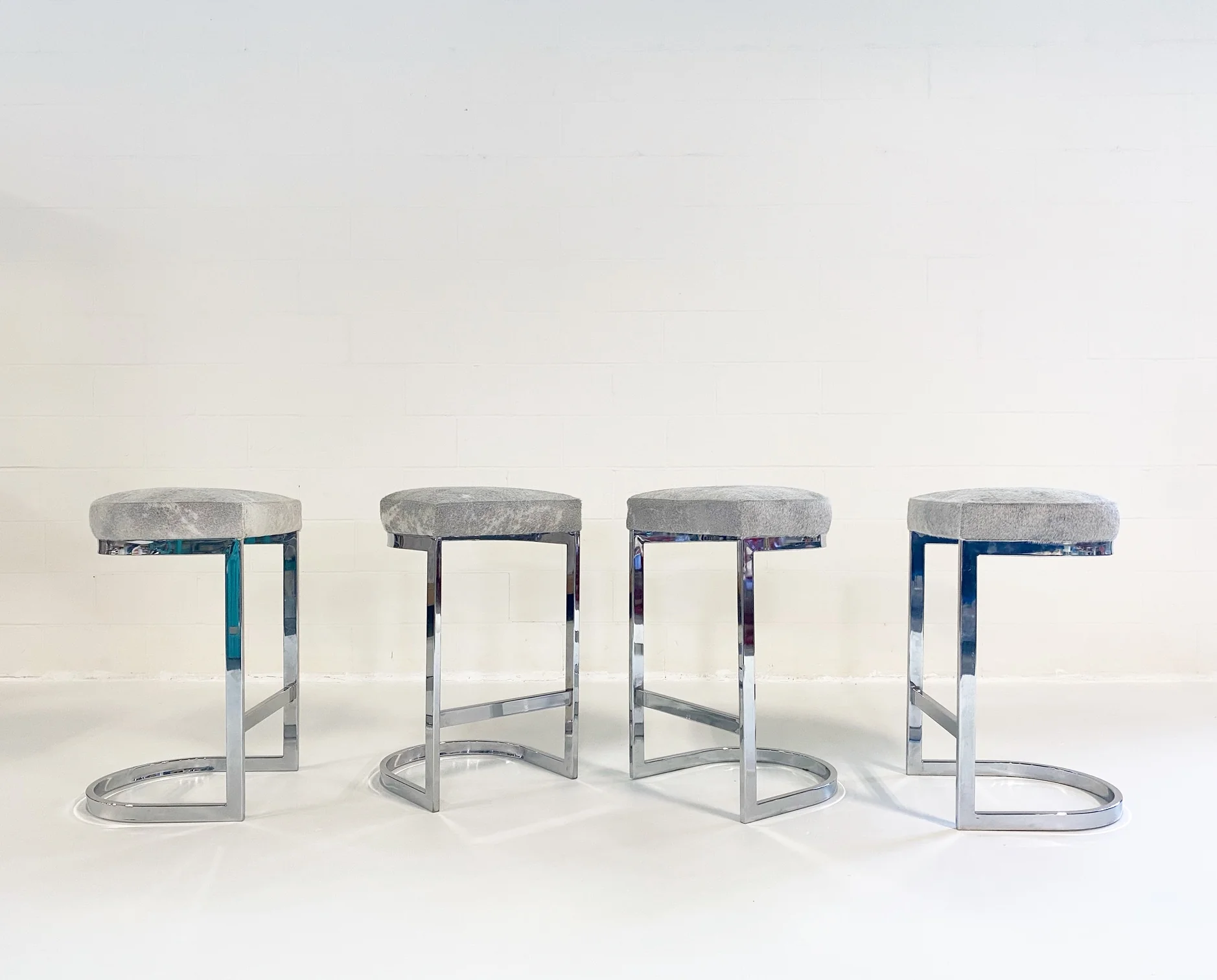 Bar Stools in Brazilian Cowhide, set of 4
