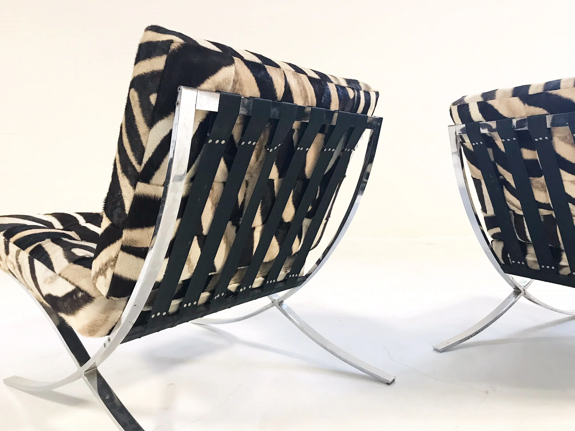 Barcelona Style Chairs in Zebra Hide, pair - Image 6