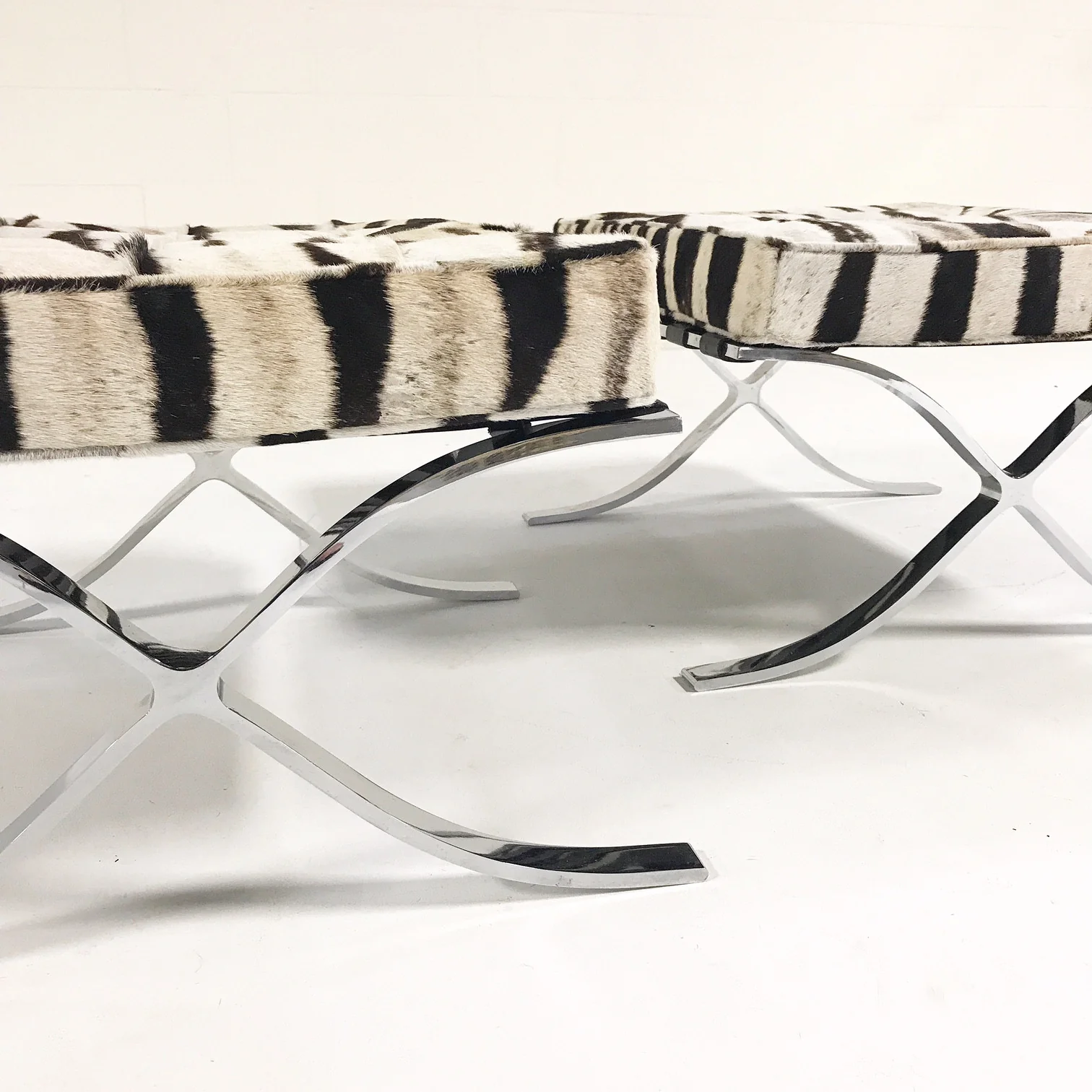 Barcelona Style Ottomans in Zebra Hide - Image 8