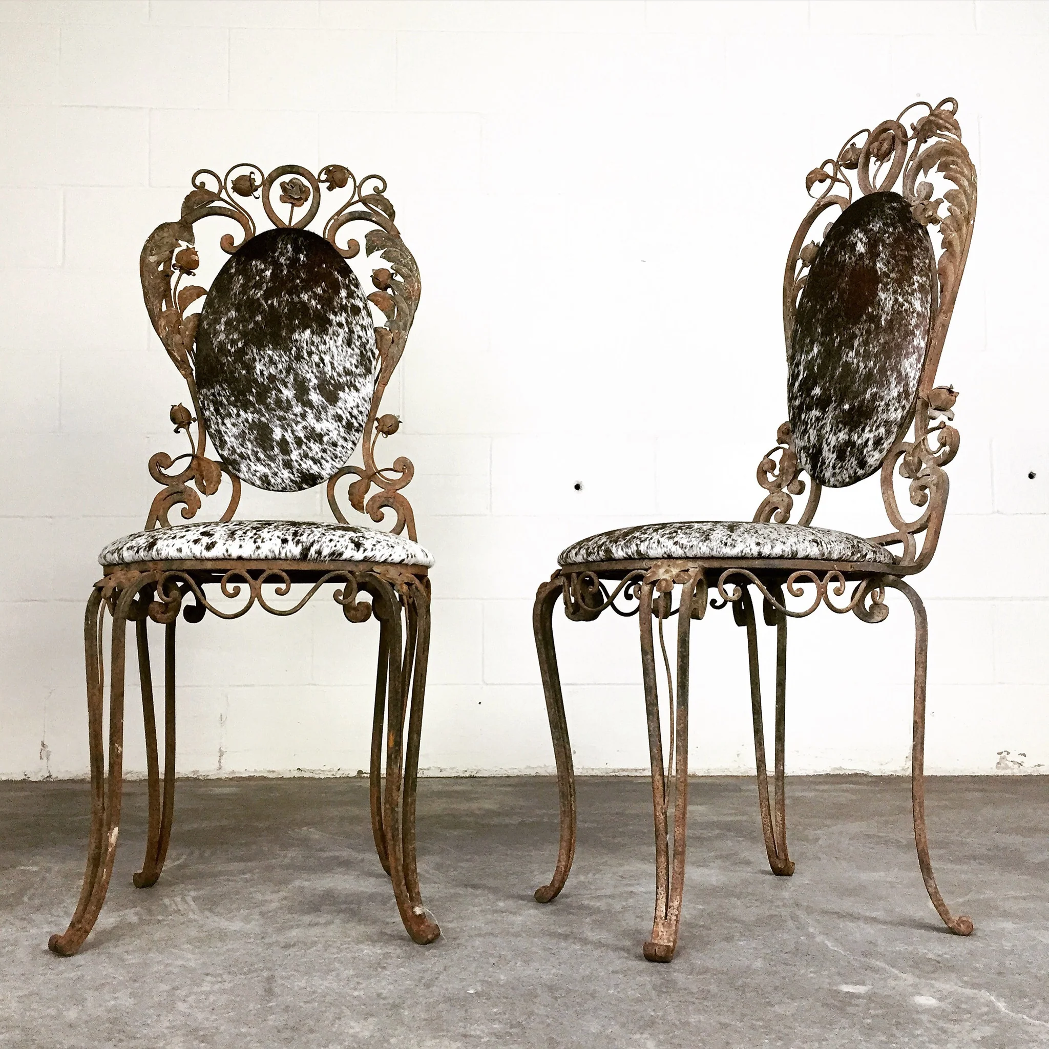 Iron Garden Chairs in Brazilian Cowhide