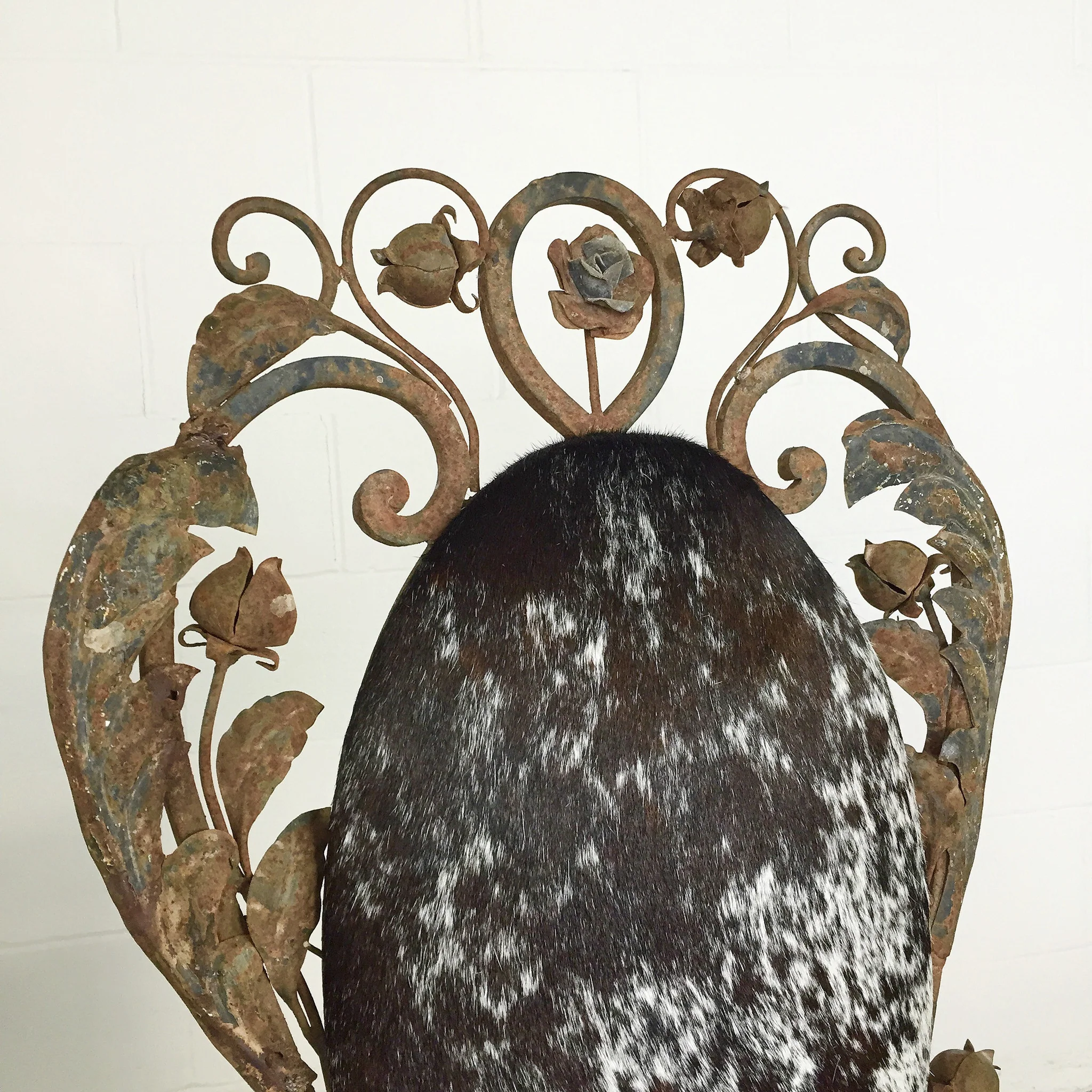 Iron Garden Chairs in Brazilian Cowhide - Image 2
