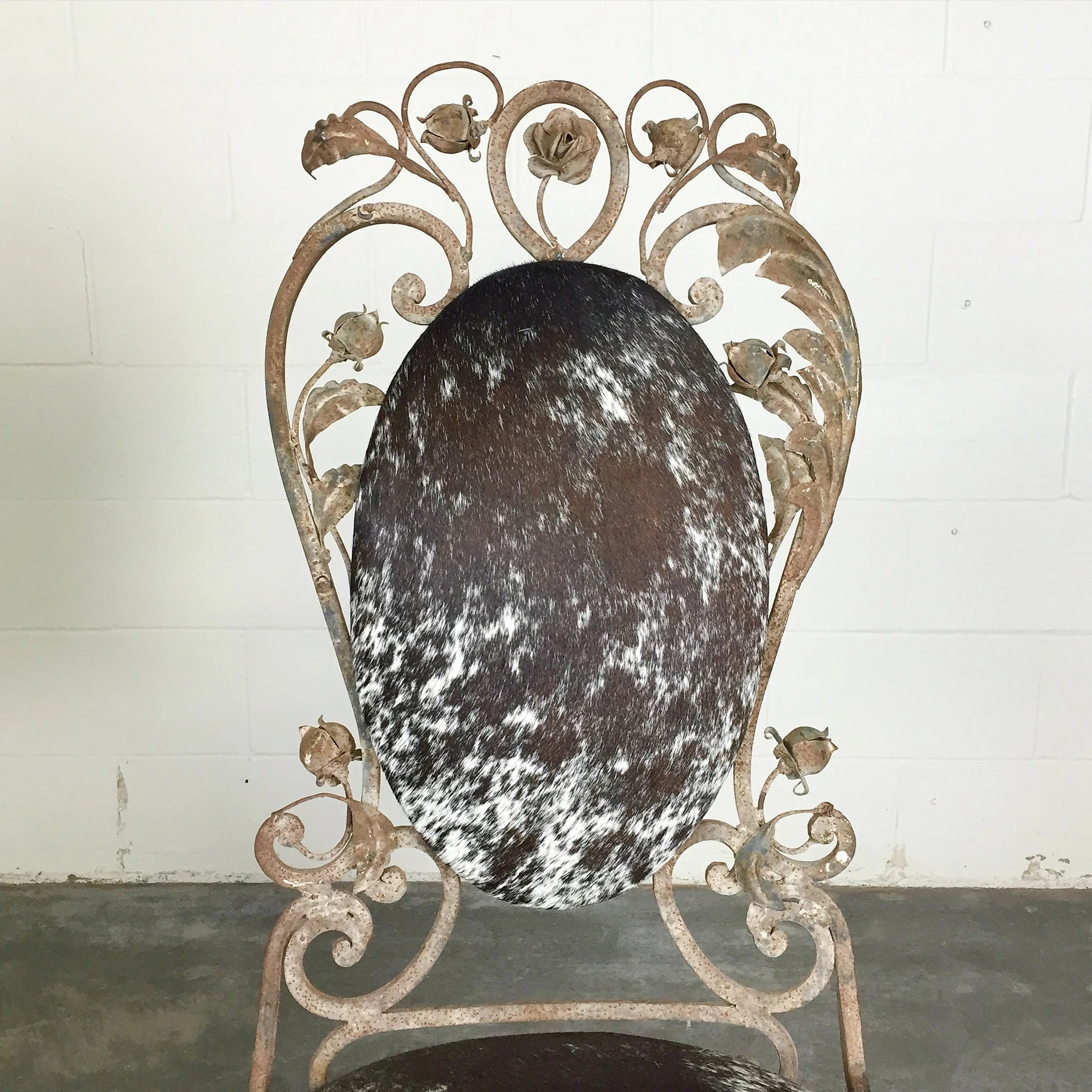 Iron Garden Chairs in Brazilian Cowhide - Image 4