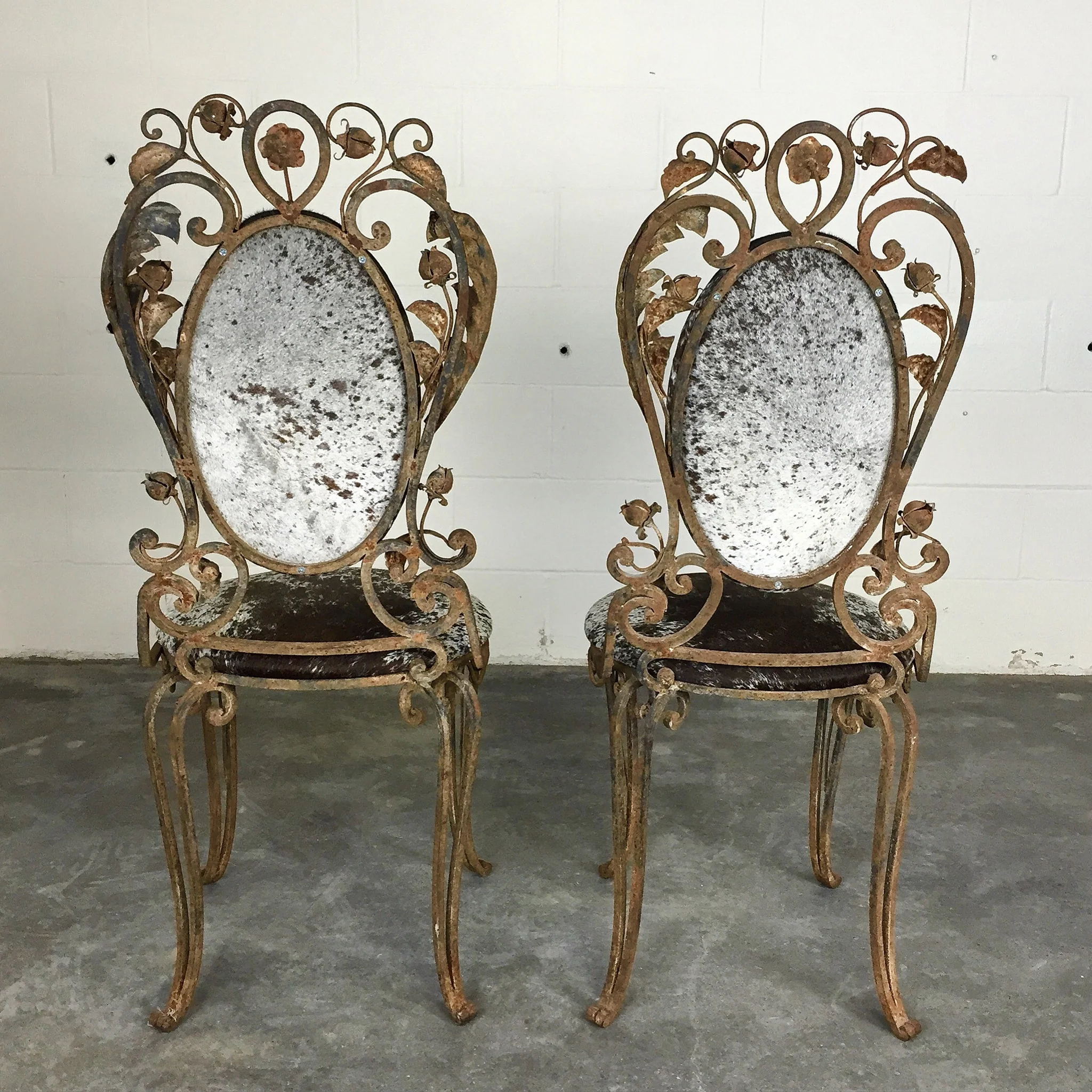 Iron Garden Chairs in Brazilian Cowhide - Image 5