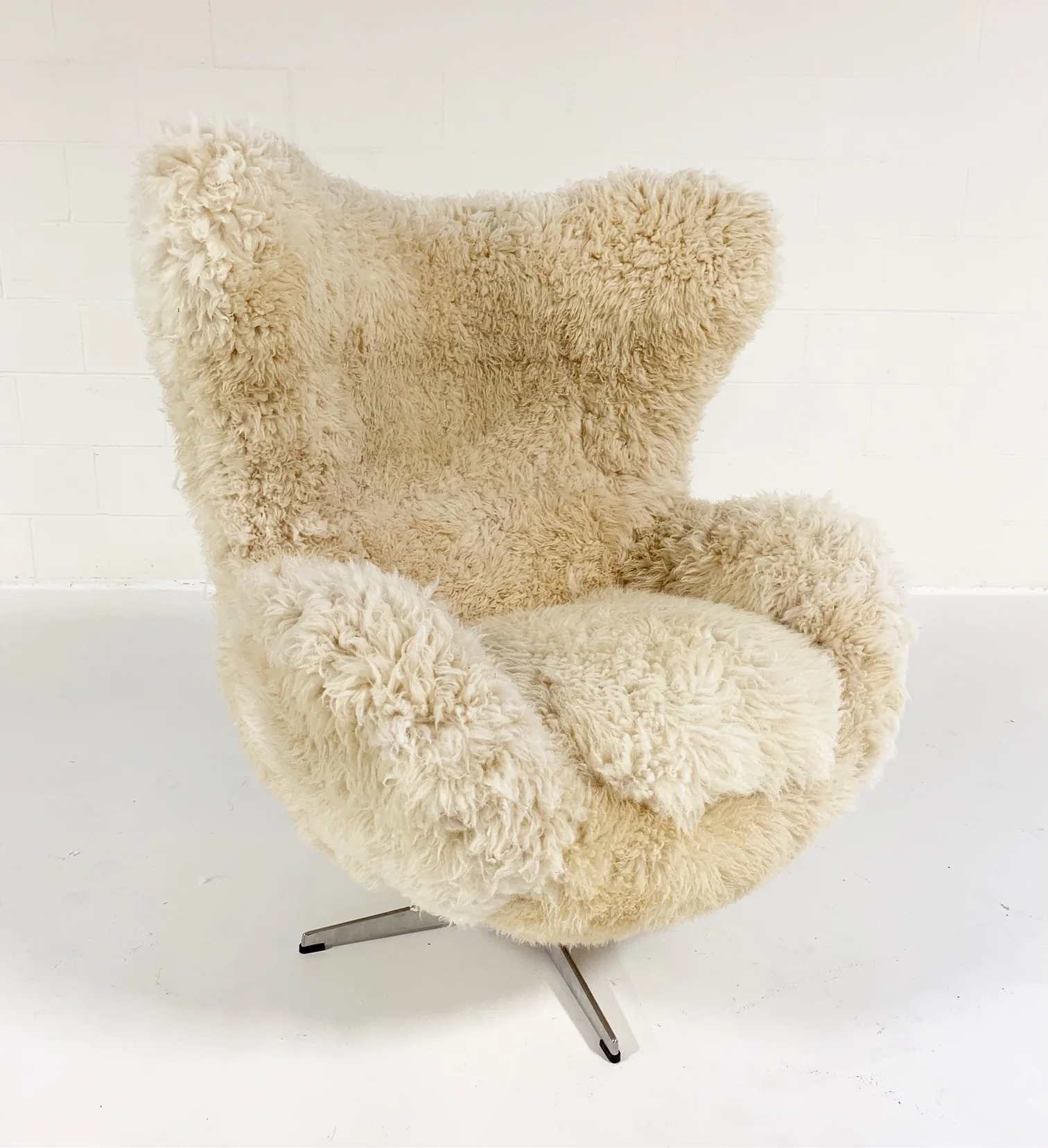 Bespoke Egg Chair and Ottoman in California Sheepskin - Image 10