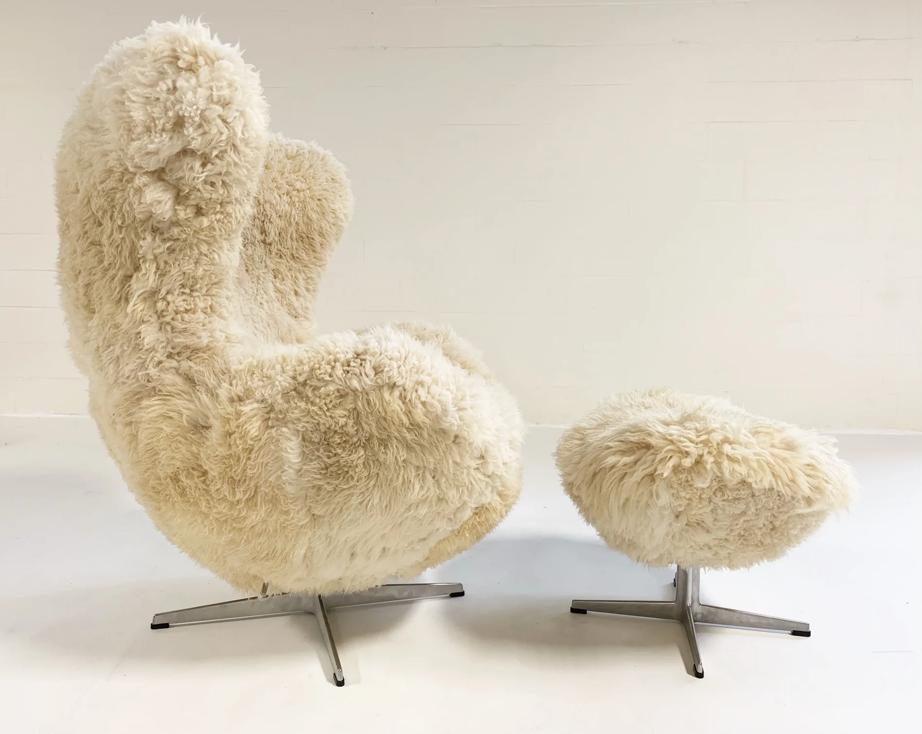 Bespoke Egg Chair and Ottoman in California Sheepskin - Image 5