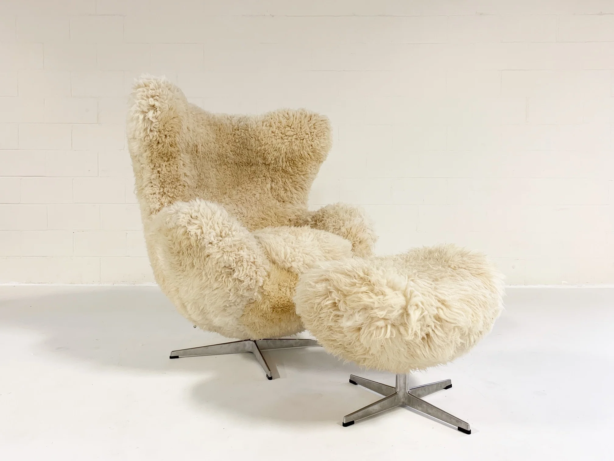 Bespoke Egg Chair and Ottoman in California Sheepskin - Image 8