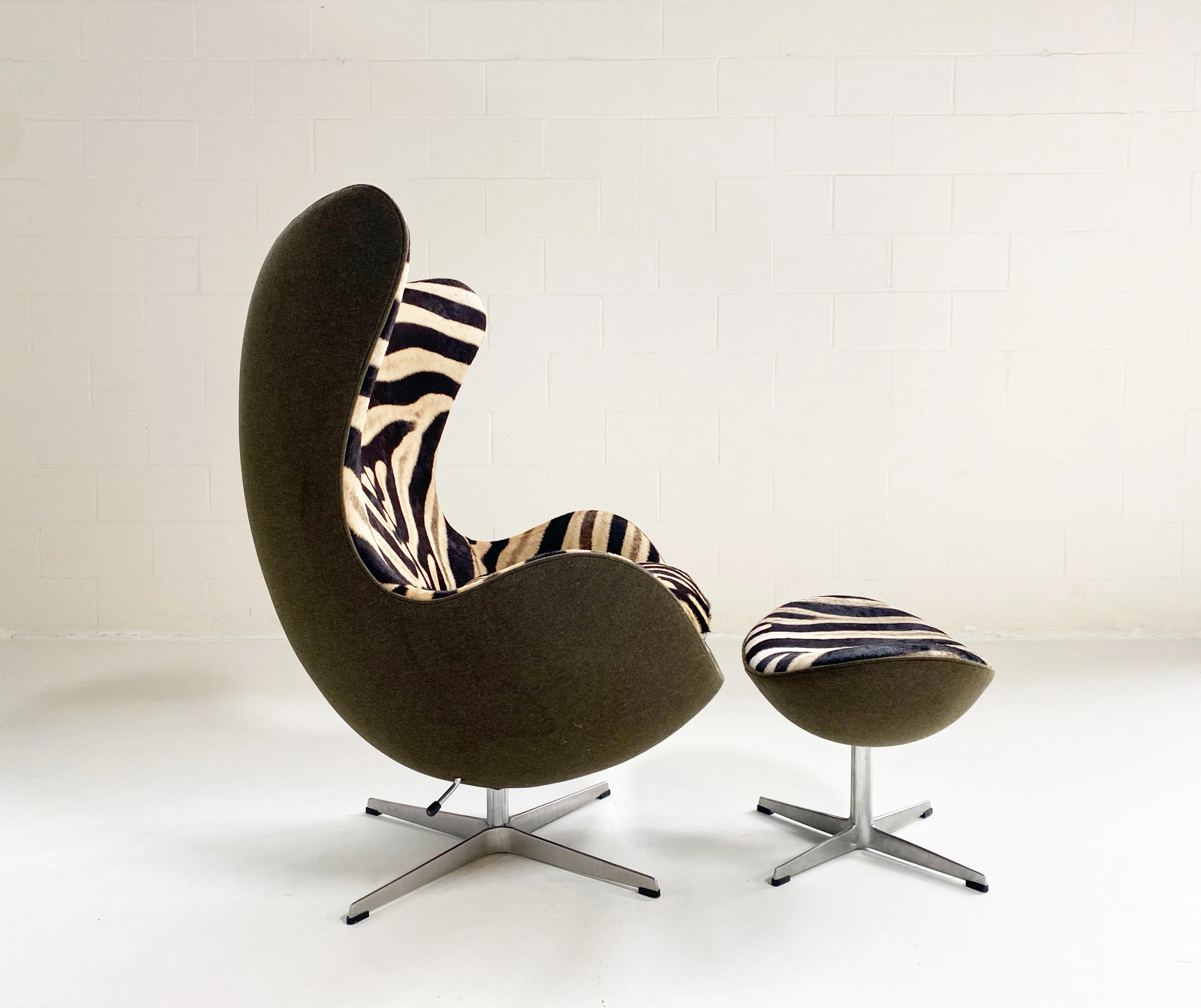 Bespoke Egg Chair and Ottoman in Zebra - Image 11