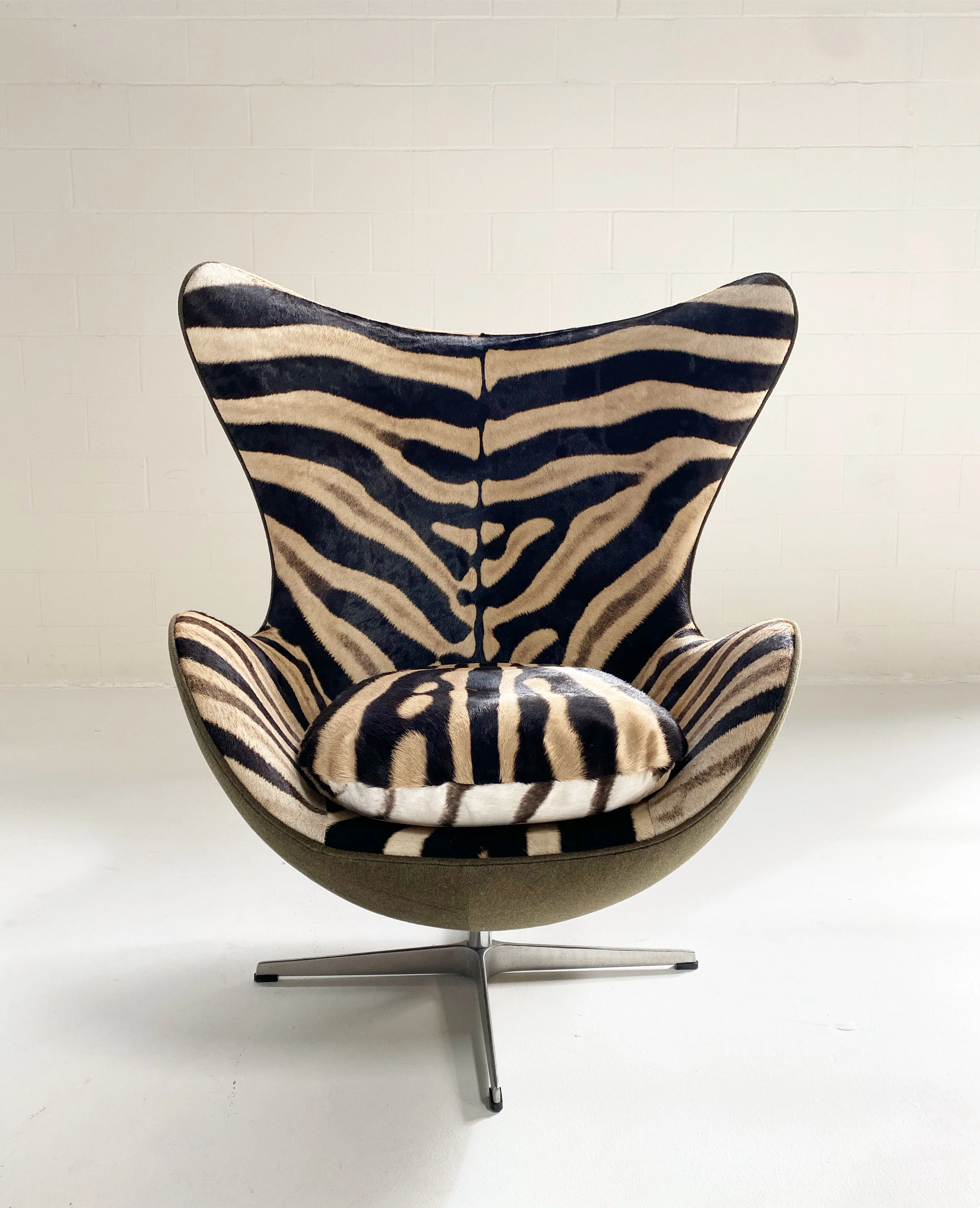Bespoke Egg Chair and Ottoman in Zebra - Image 12