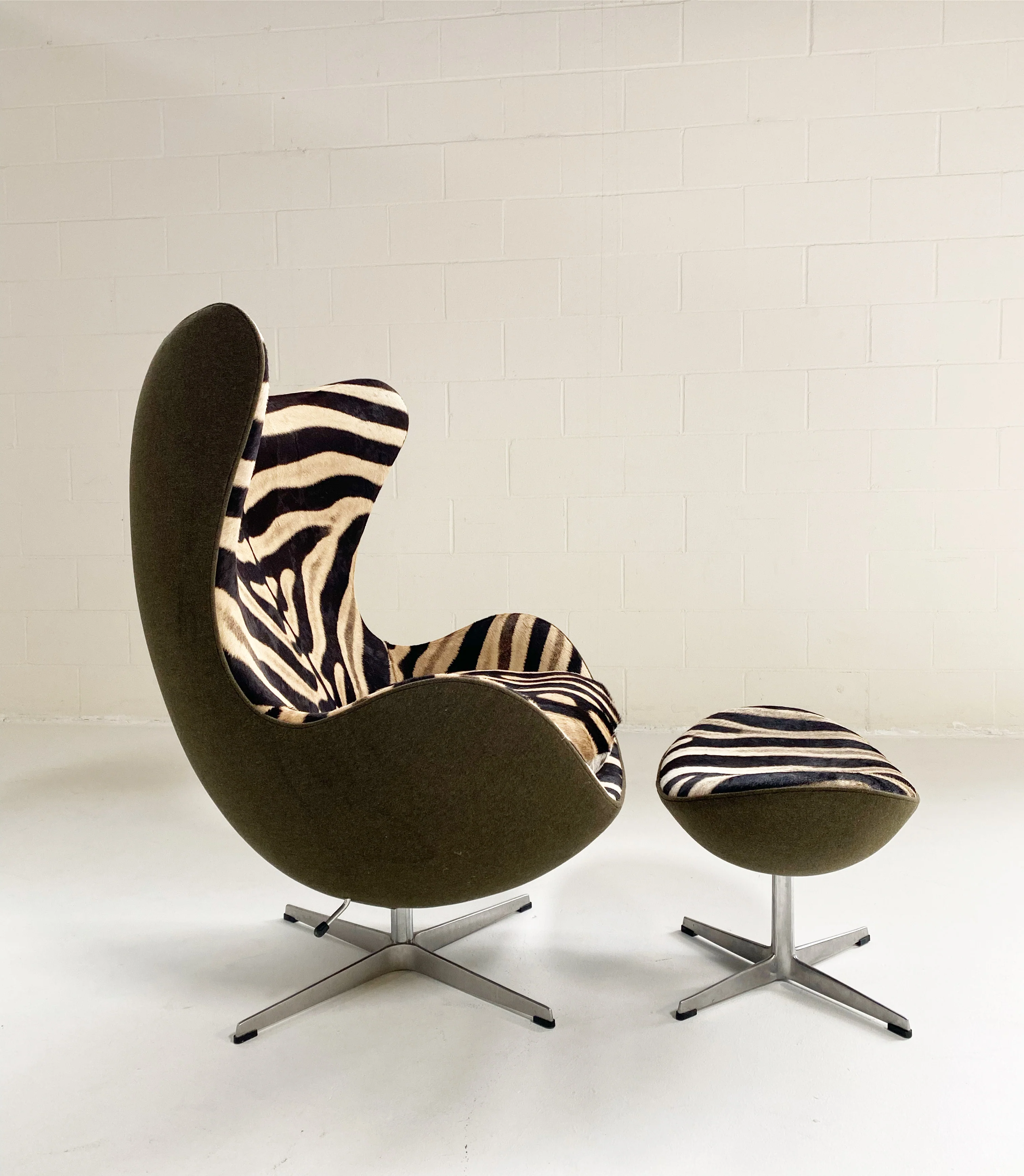 Bespoke Egg Chair and Ottoman in Zebra - Image 3