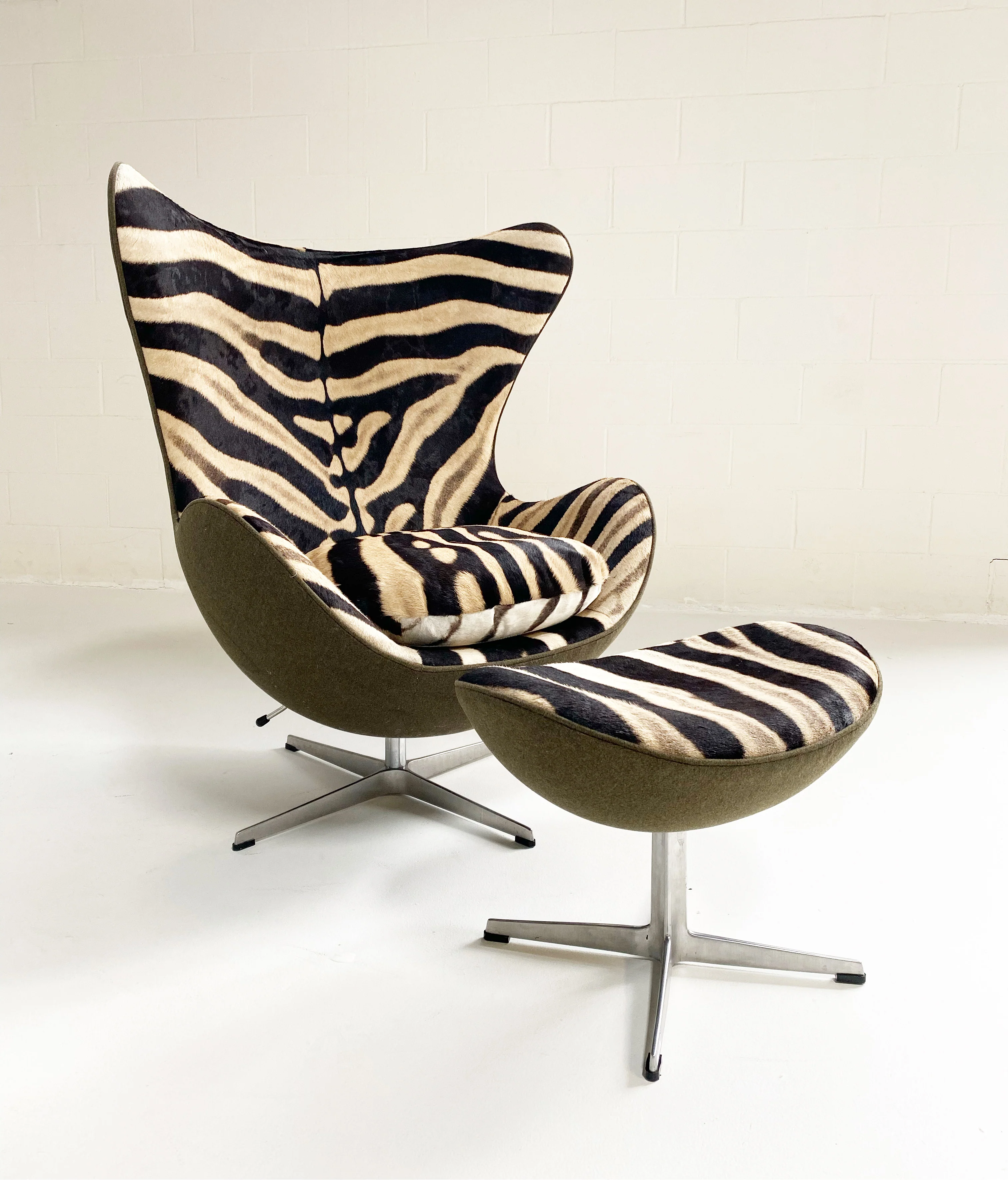 Bespoke Egg Chair and Ottoman in Zebra - Image 4