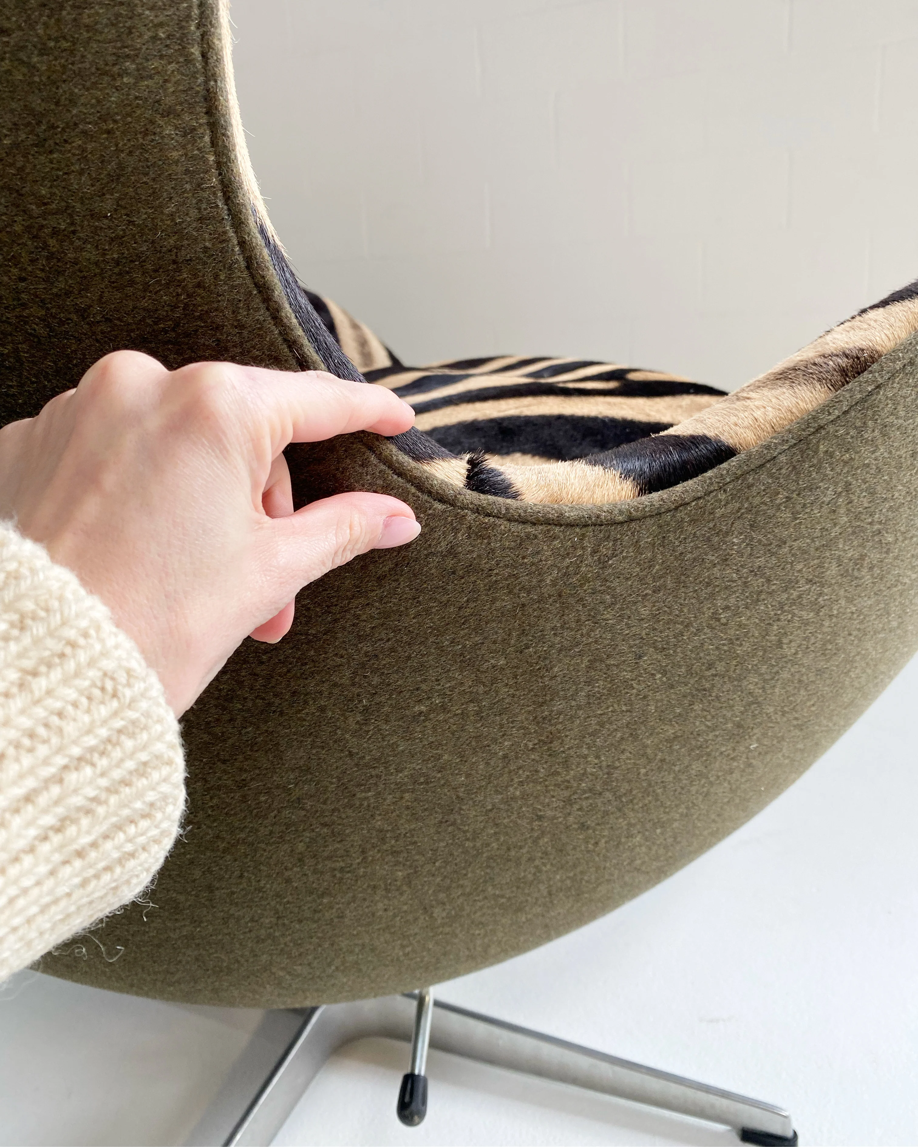 Bespoke Egg Chair and Ottoman in Zebra - Image 5