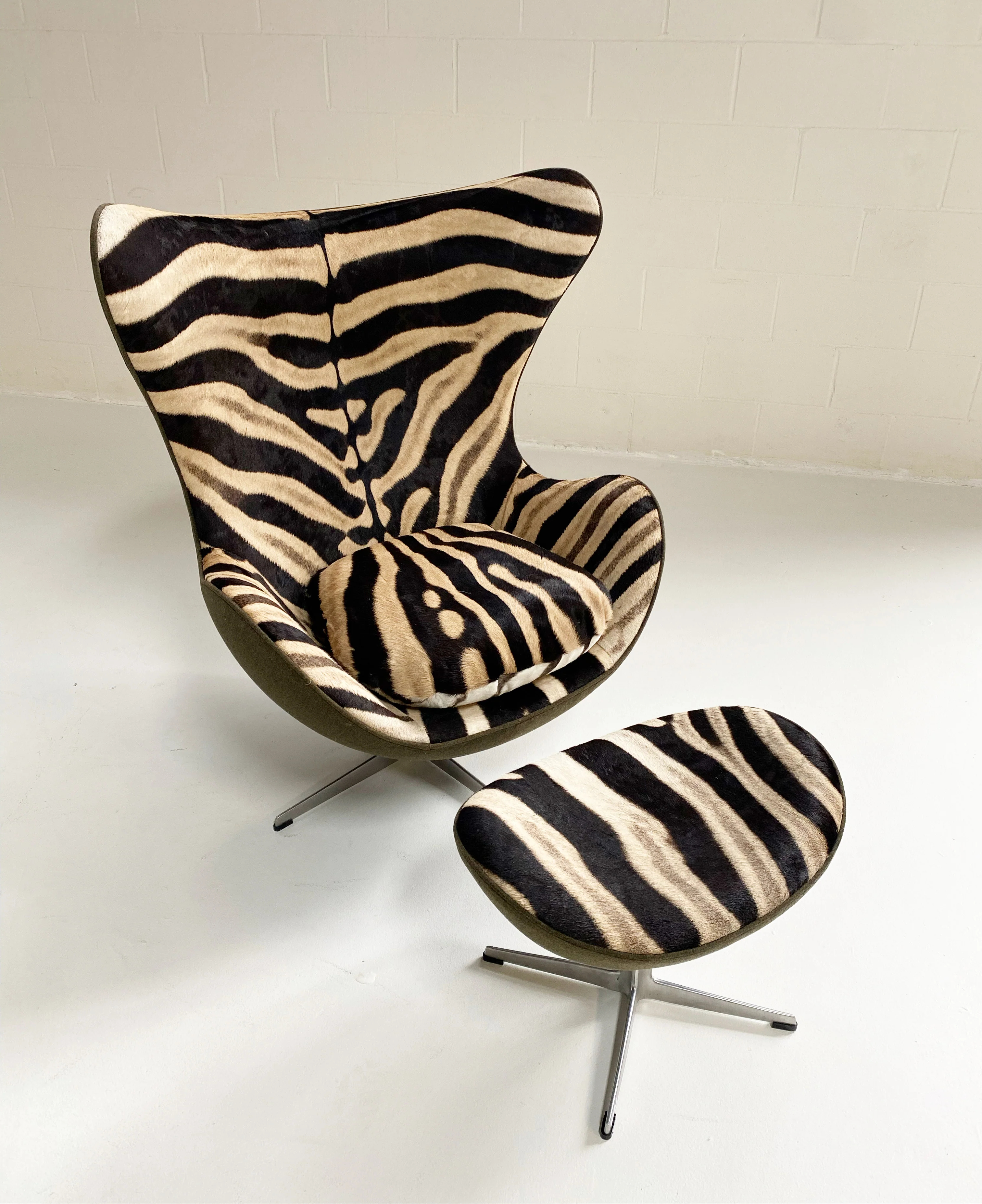 Bespoke Egg Chair and Ottoman in Zebra - Image 7