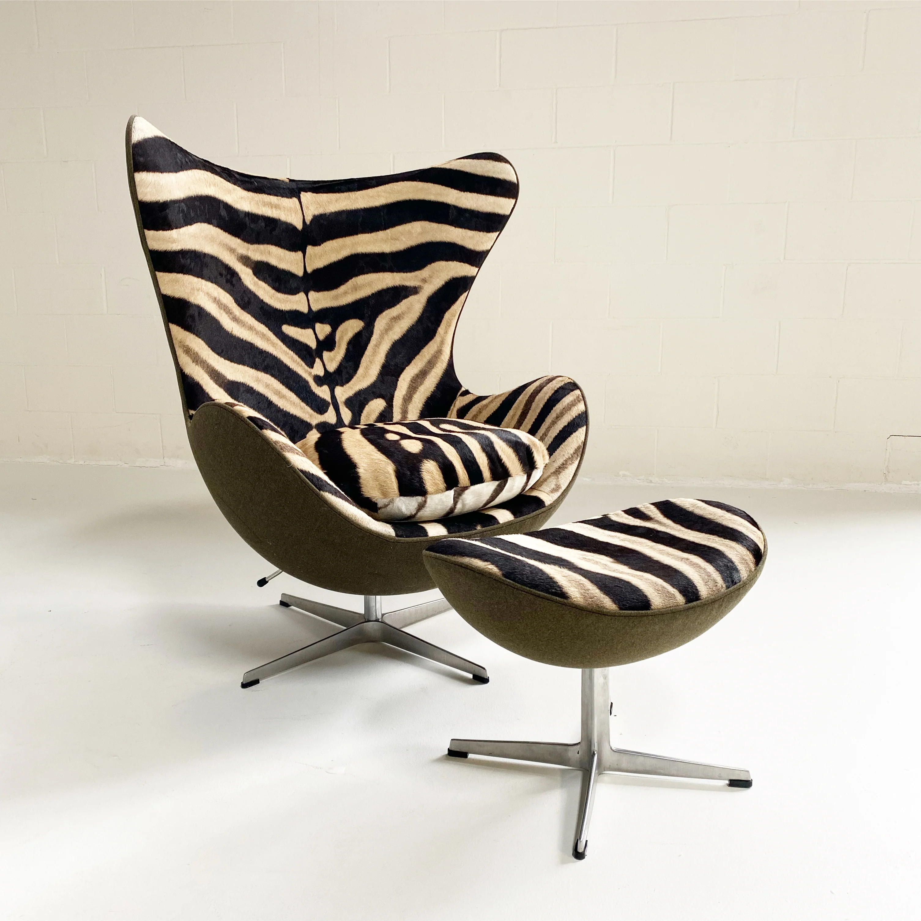 Bespoke Egg Chair and Ottoman in Zebra - Image 8