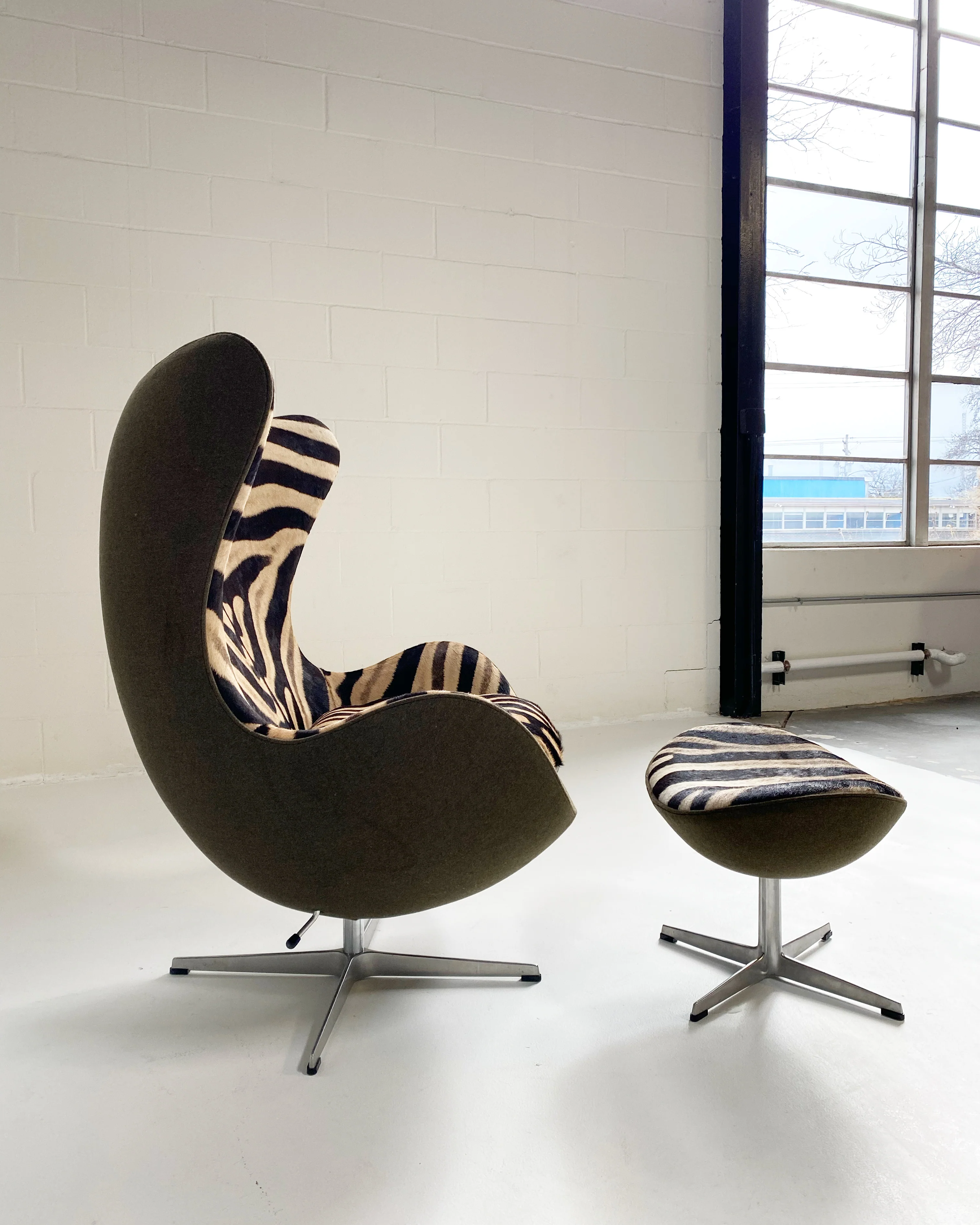 Bespoke Egg Chair and Ottoman in Zebra - Image 9