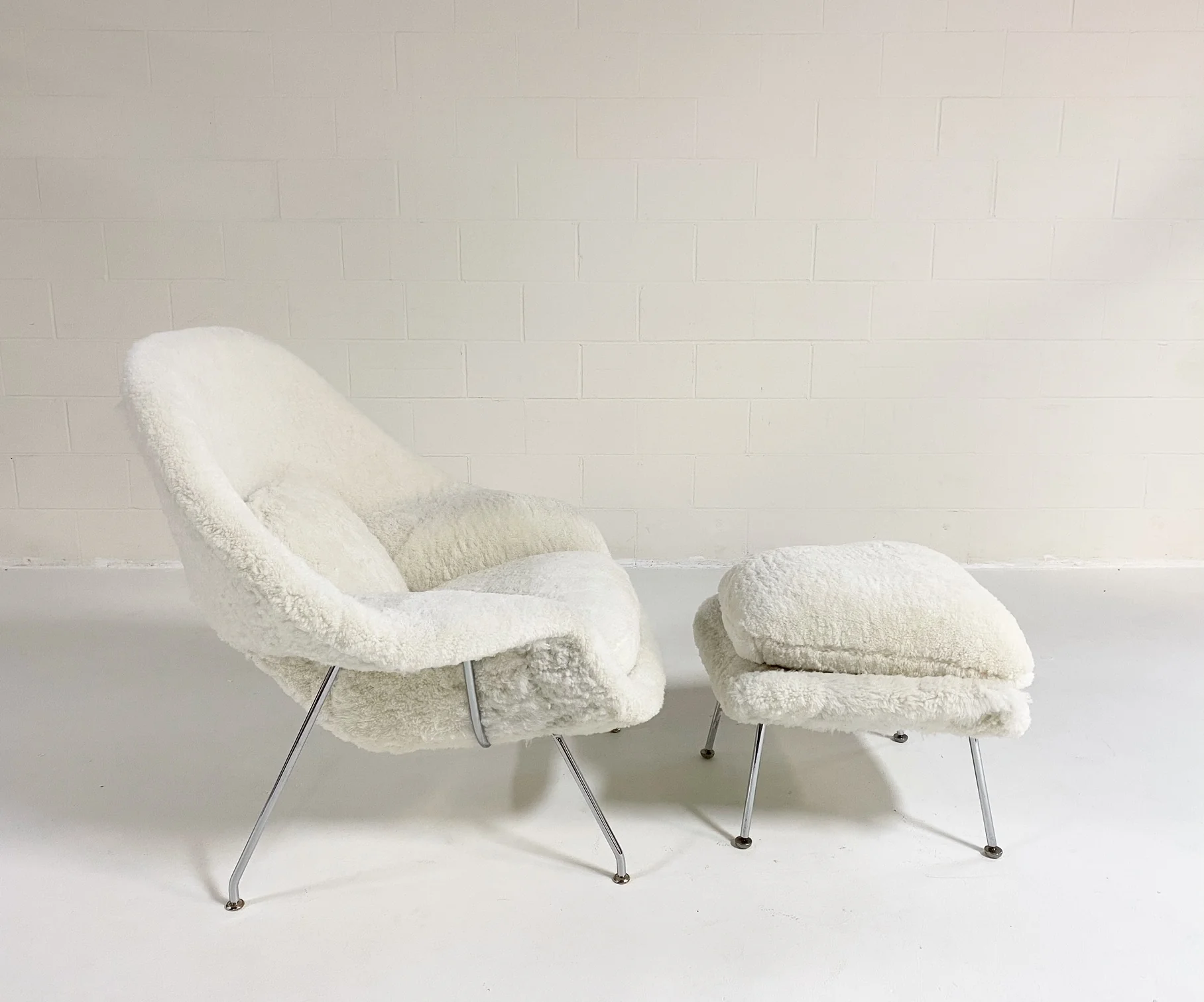 Bespoke Womb Chair and Ottoman in Australian Shearling - Image 15