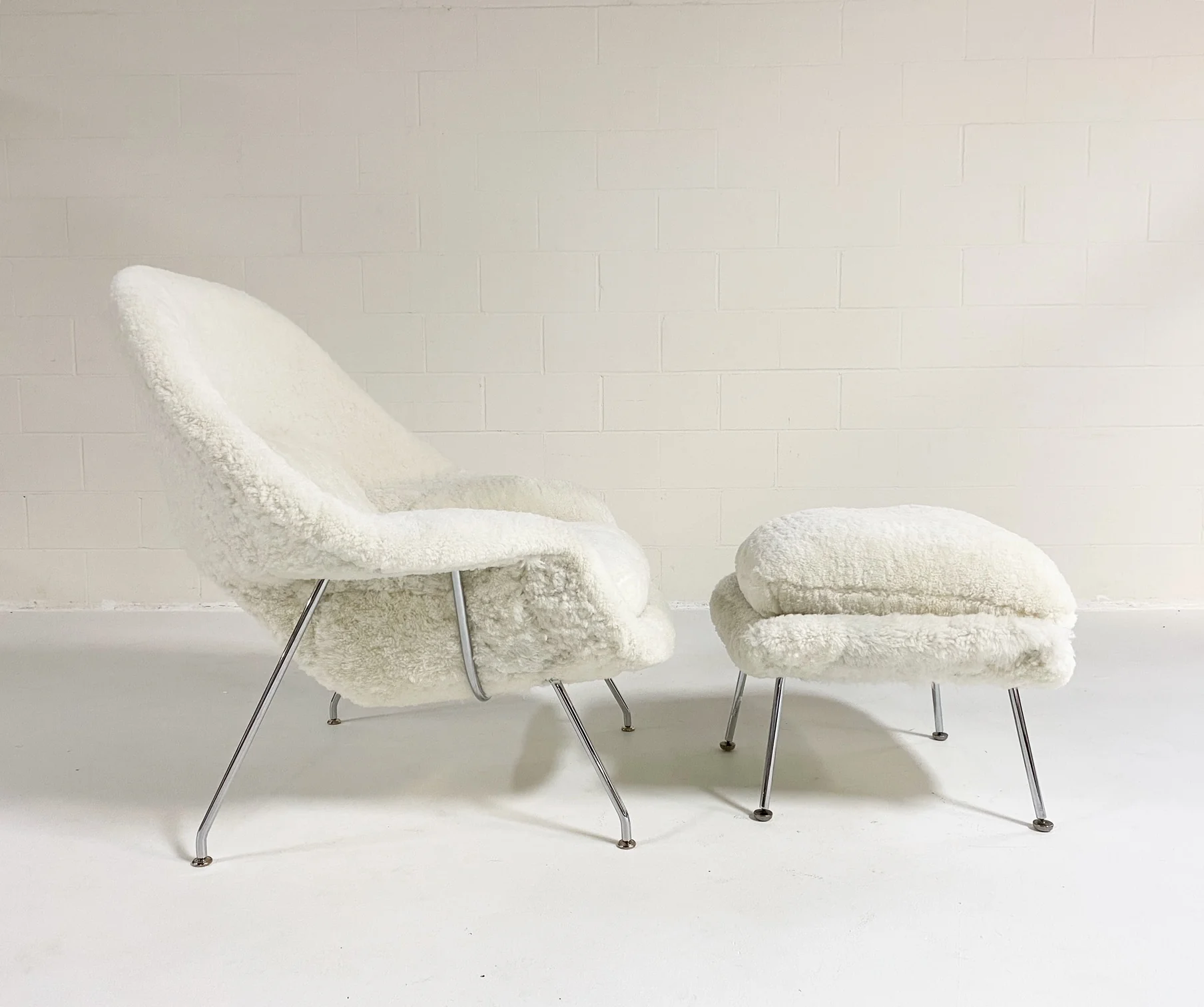 Bespoke Womb Chair and Ottoman in Australian Shearling - Image 4