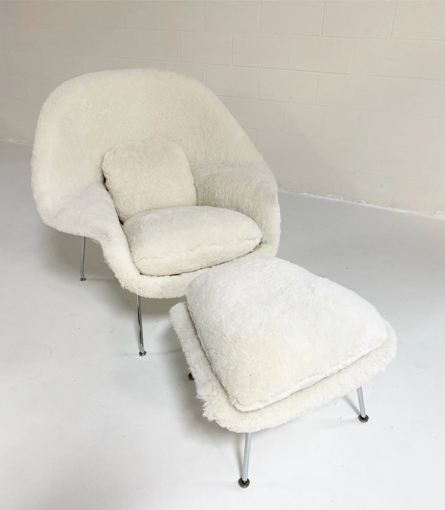 Bespoke Womb Chair and Ottoman in Australian Shearling - Image 5