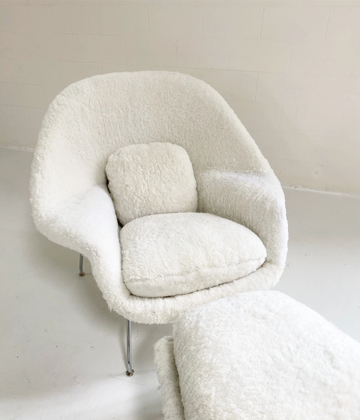 Bespoke Womb Chair and Ottoman in Australian Shearling - Image 8