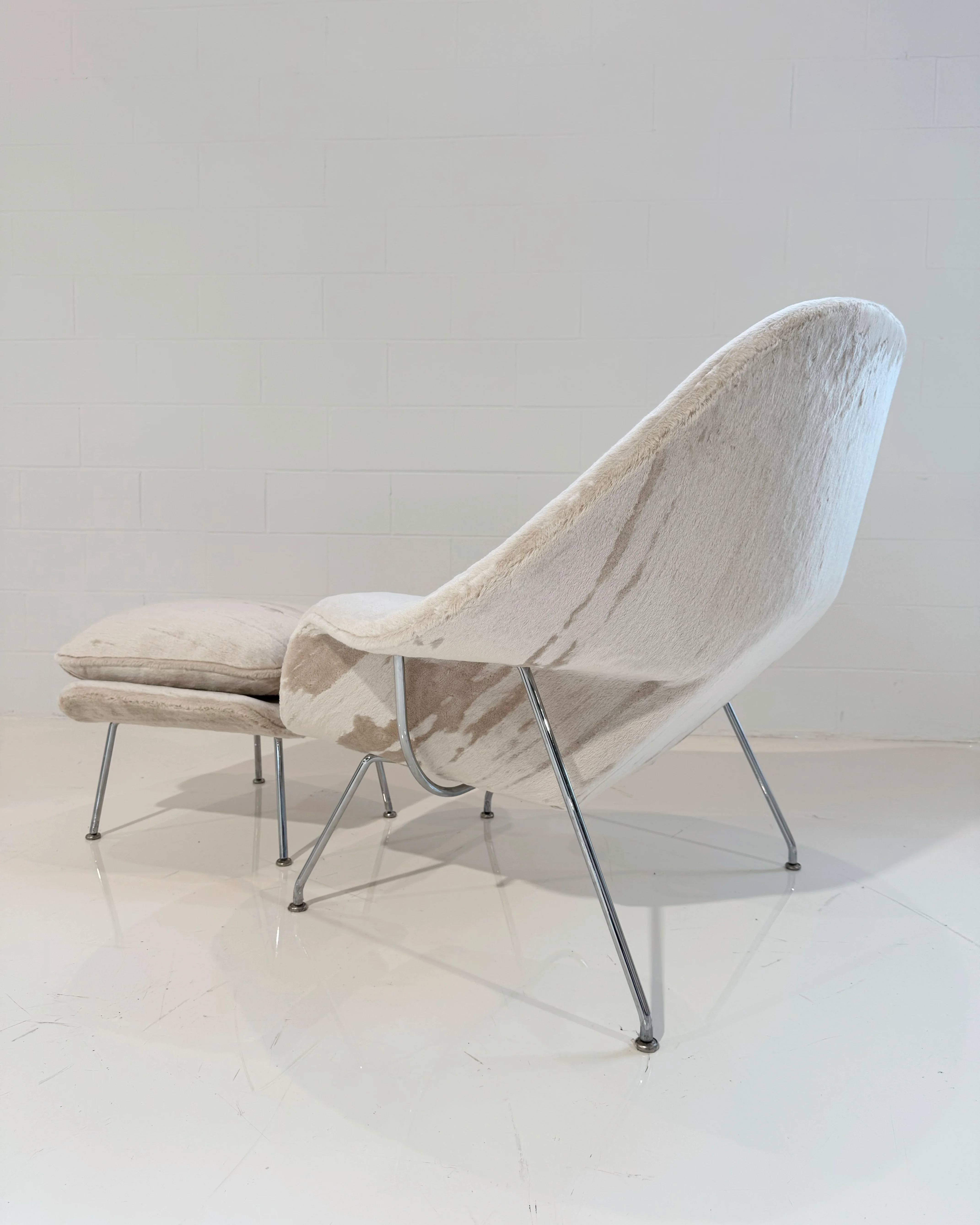 Bespoke Womb Chair and Ottoman in Dedar Orsetto - Image 6