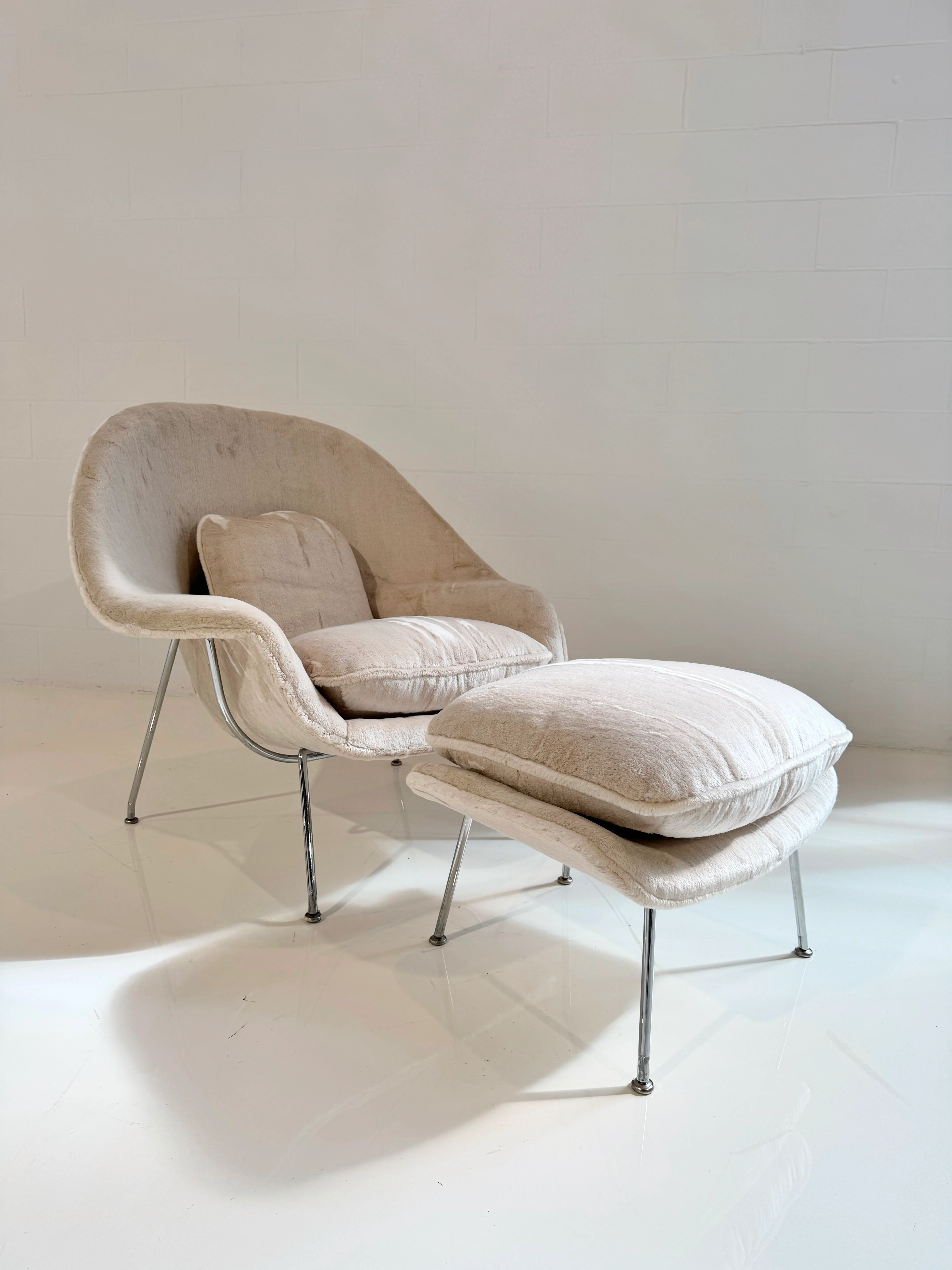 Bespoke Womb Chair and Ottoman in Dedar Orsetto - Image 7